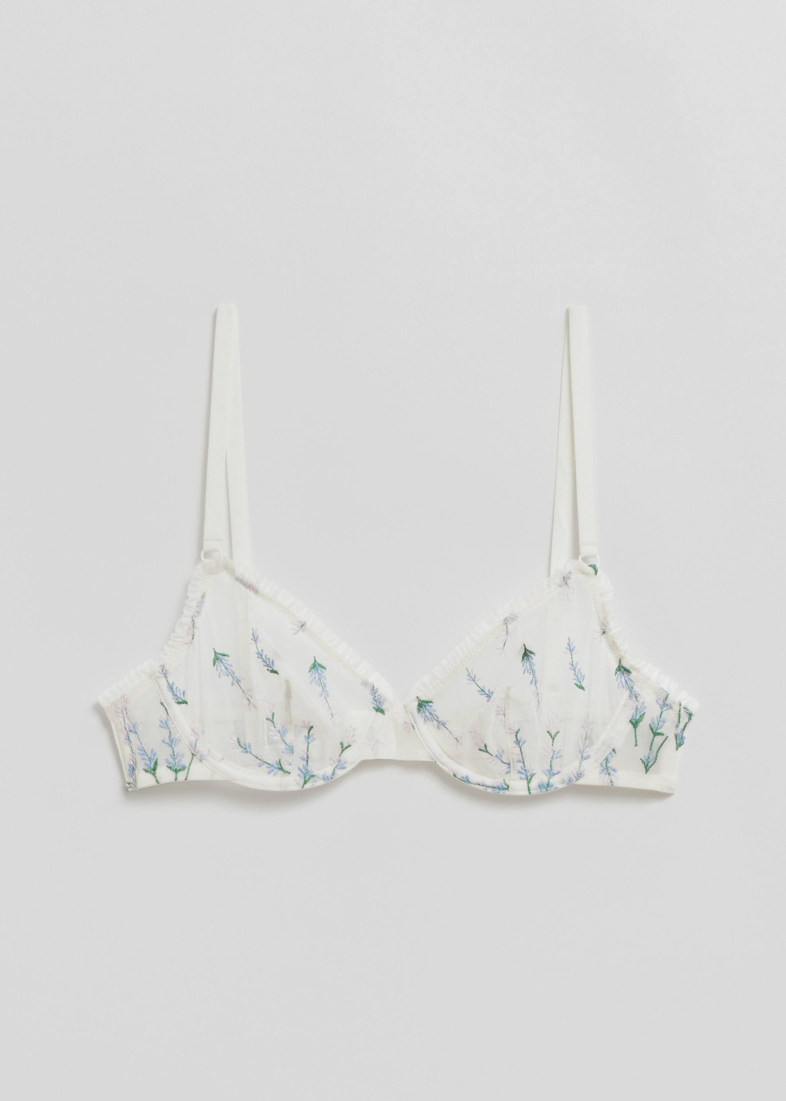 Flower Embroidered Underwire Bra - Pale lemon - Bodegón
