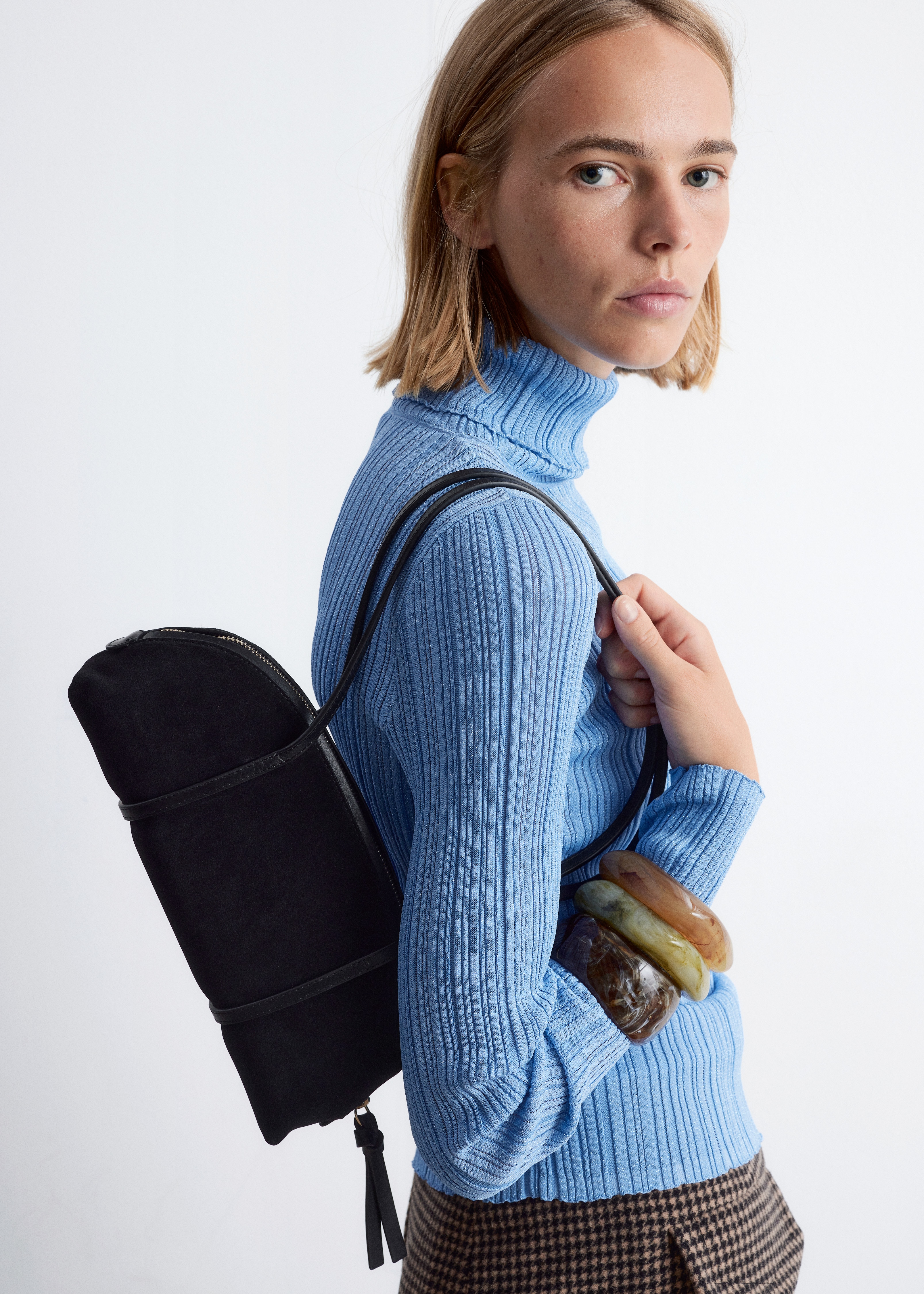 Δερμάτινη Τσάντα Bowling - Μαύρο Σουέτ