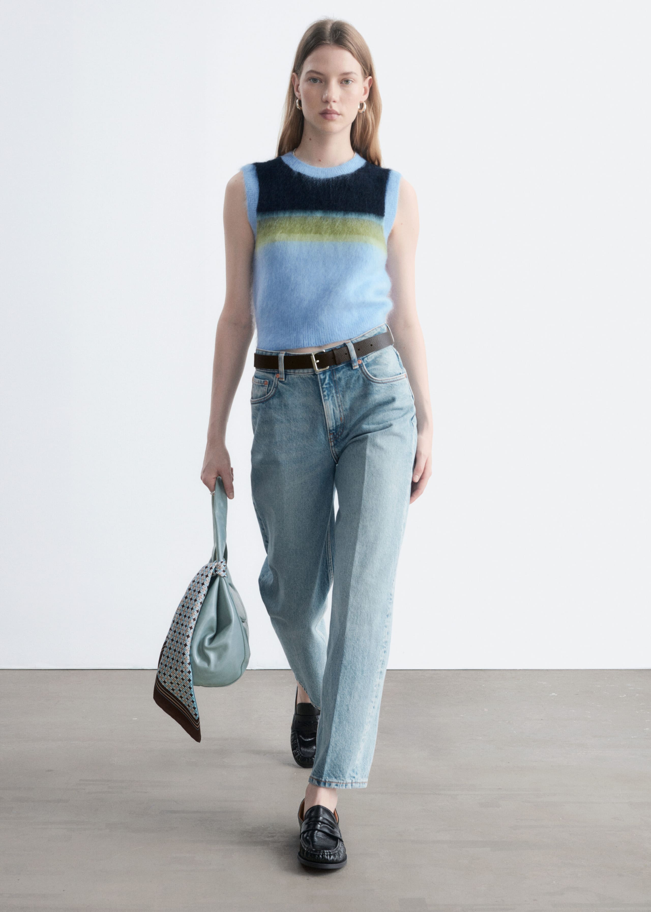 Knitted Mohair-Blend Vest - Light Blue/Multi Colour - Lookbook