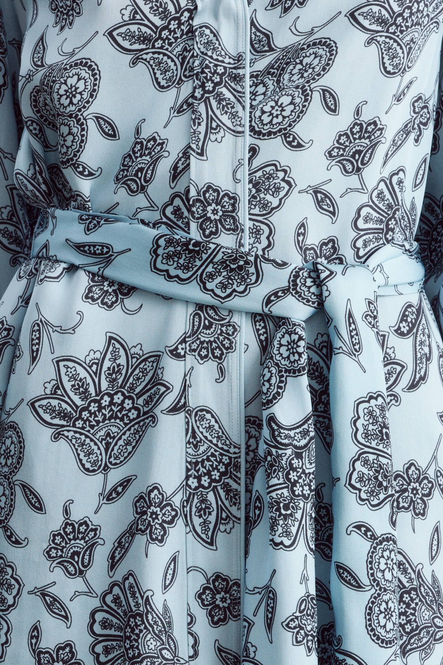 שמלת מעטפת מיני פרחונית - תכלת/הדפס פייזלי פרחוני - 3