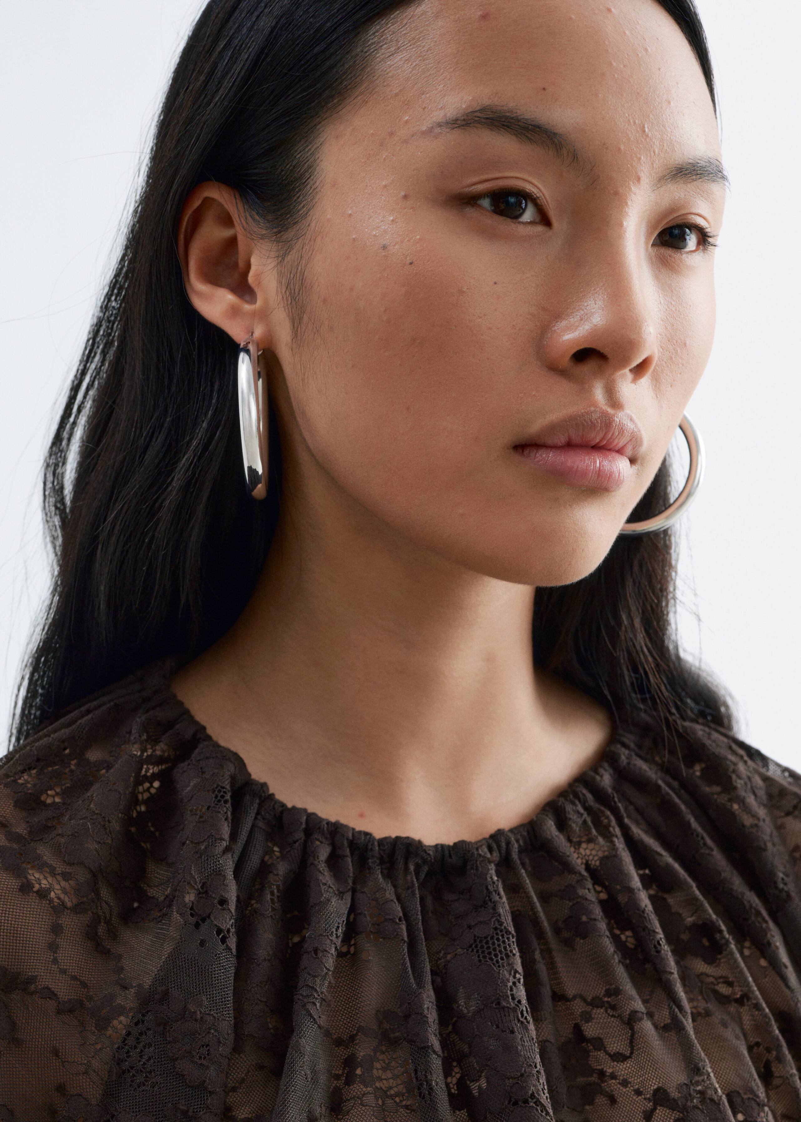 Chunky Hoop Earrings - Silver - Lookbook