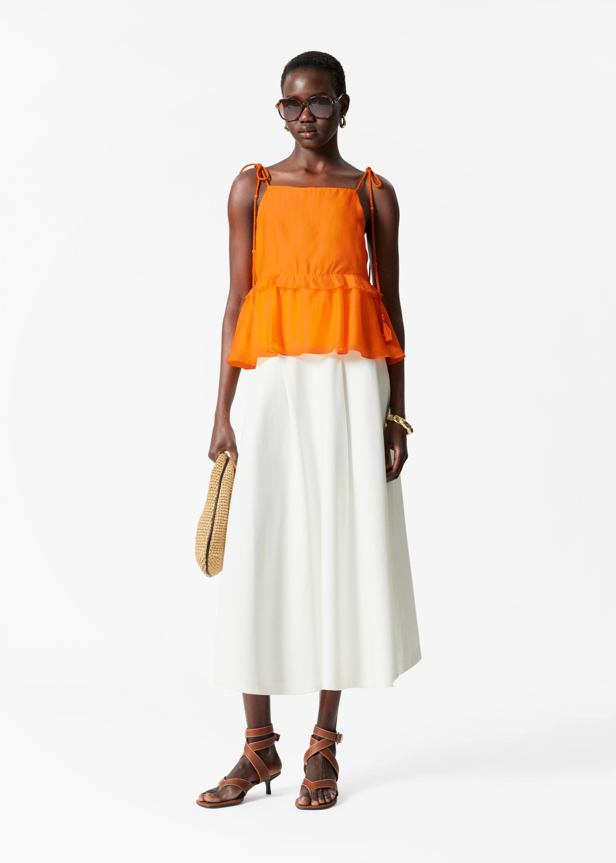 Zobrazit větší obrázek: Peplum-Frill Strap Top - Pomerančové - ŽENY | H&M CZ 3