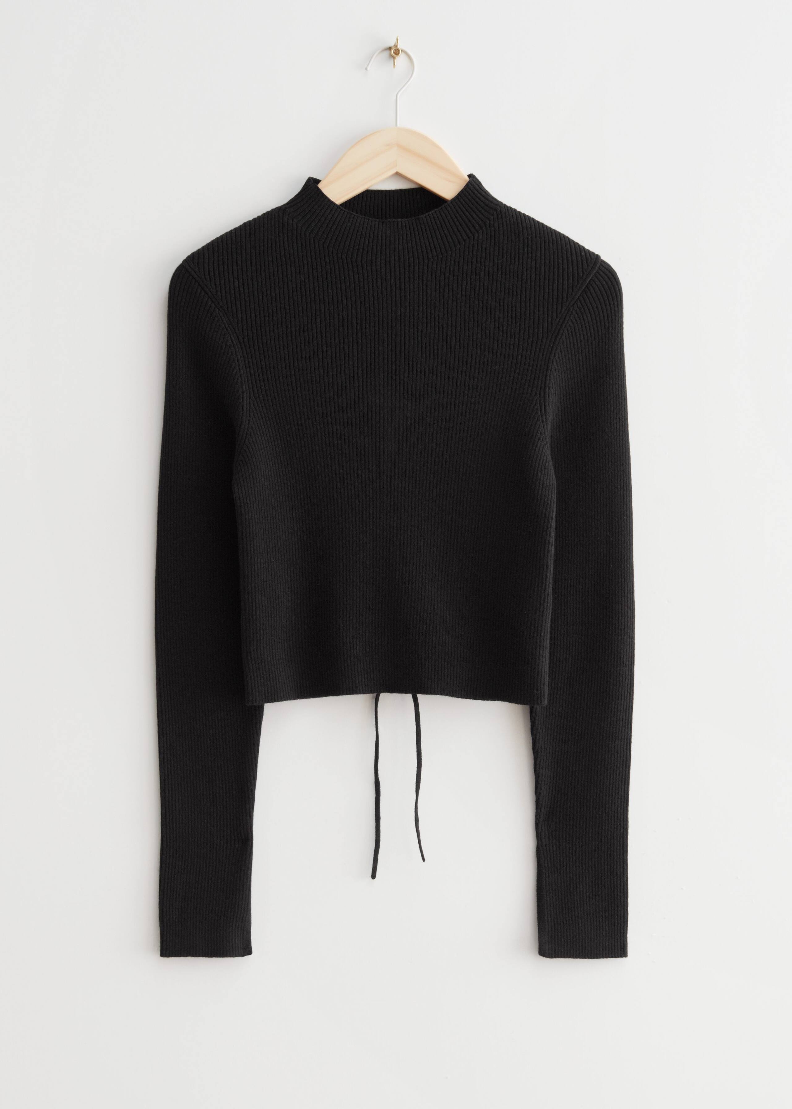 Lace-Up Back Knit Top - Green - Still Life