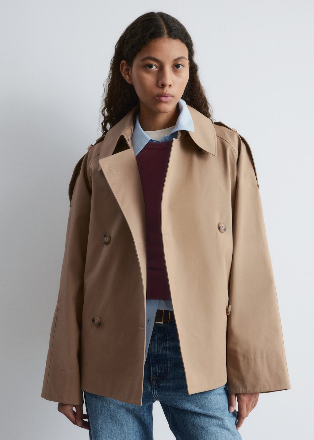 Image of Double-Breasted Trench Jacket
