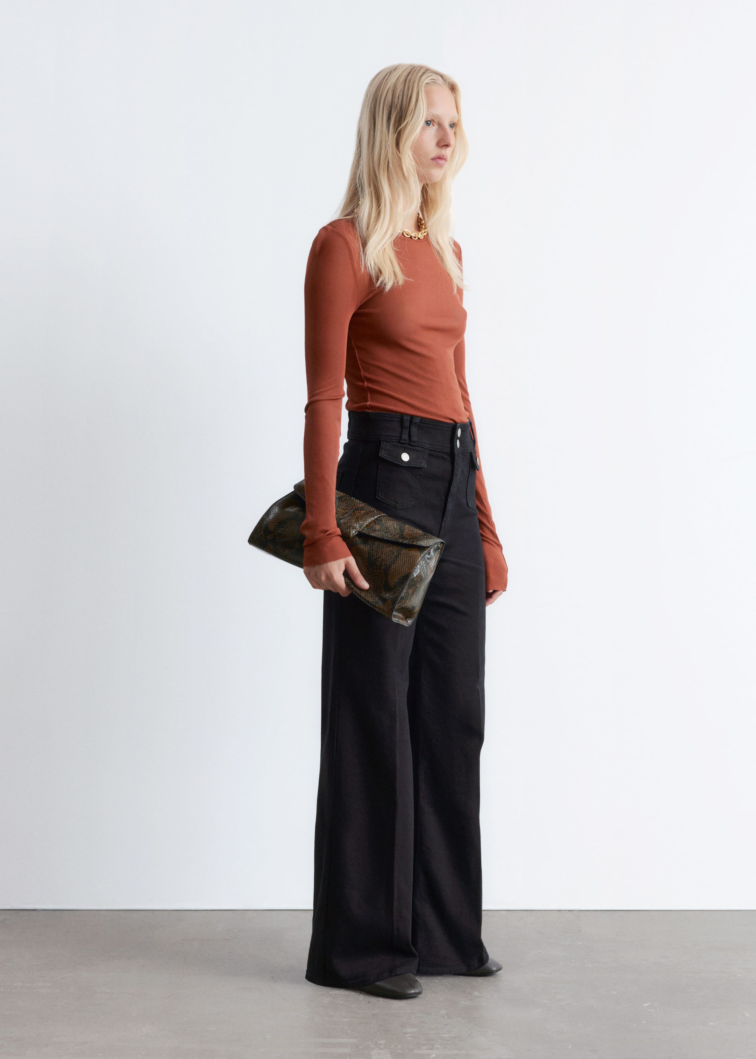 Image of Press-Crease Flared Jeans