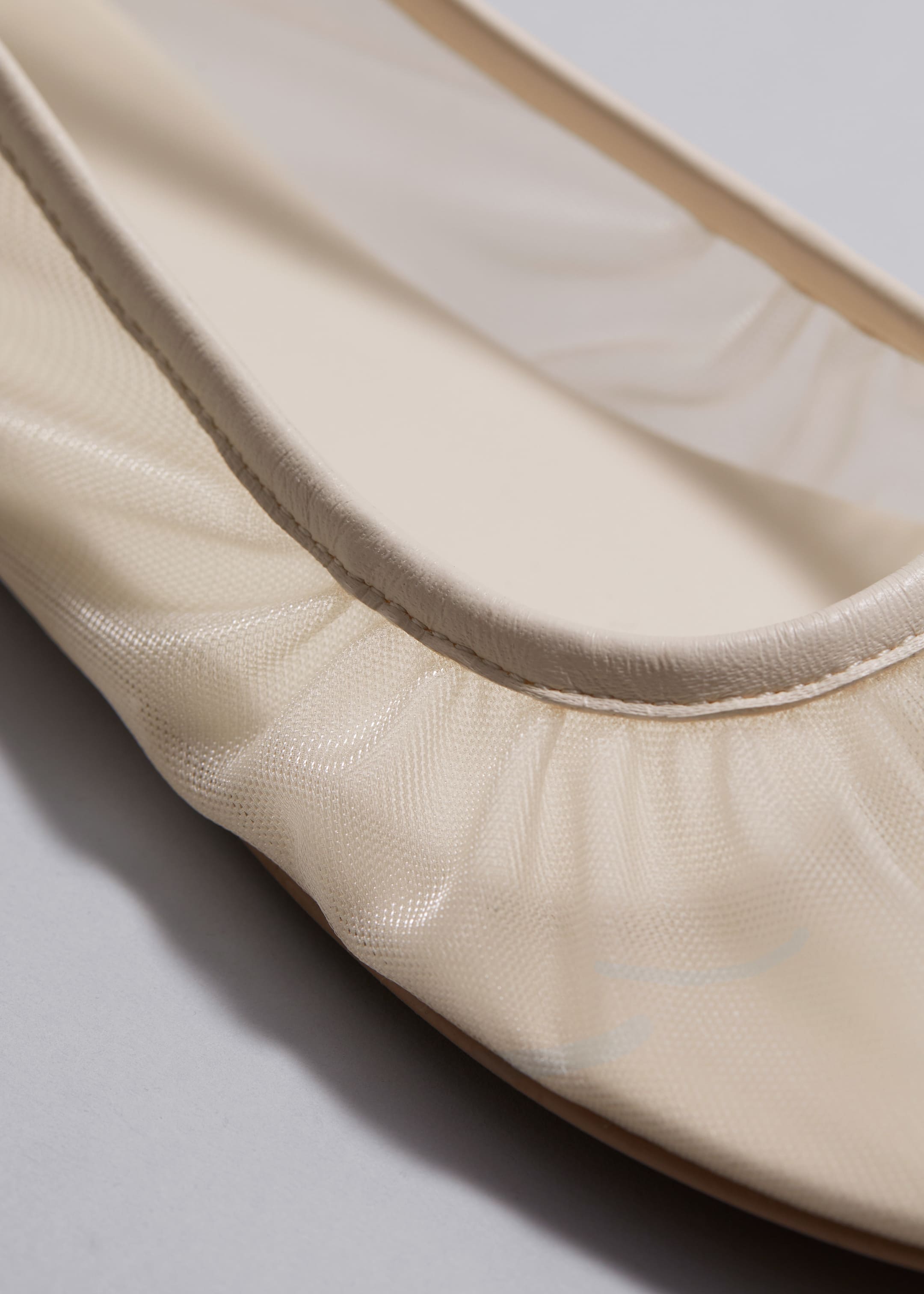 View larger image: Leather-Trimmed Mesh Ballet Flats - Cream - Ladies | H&M GB 3