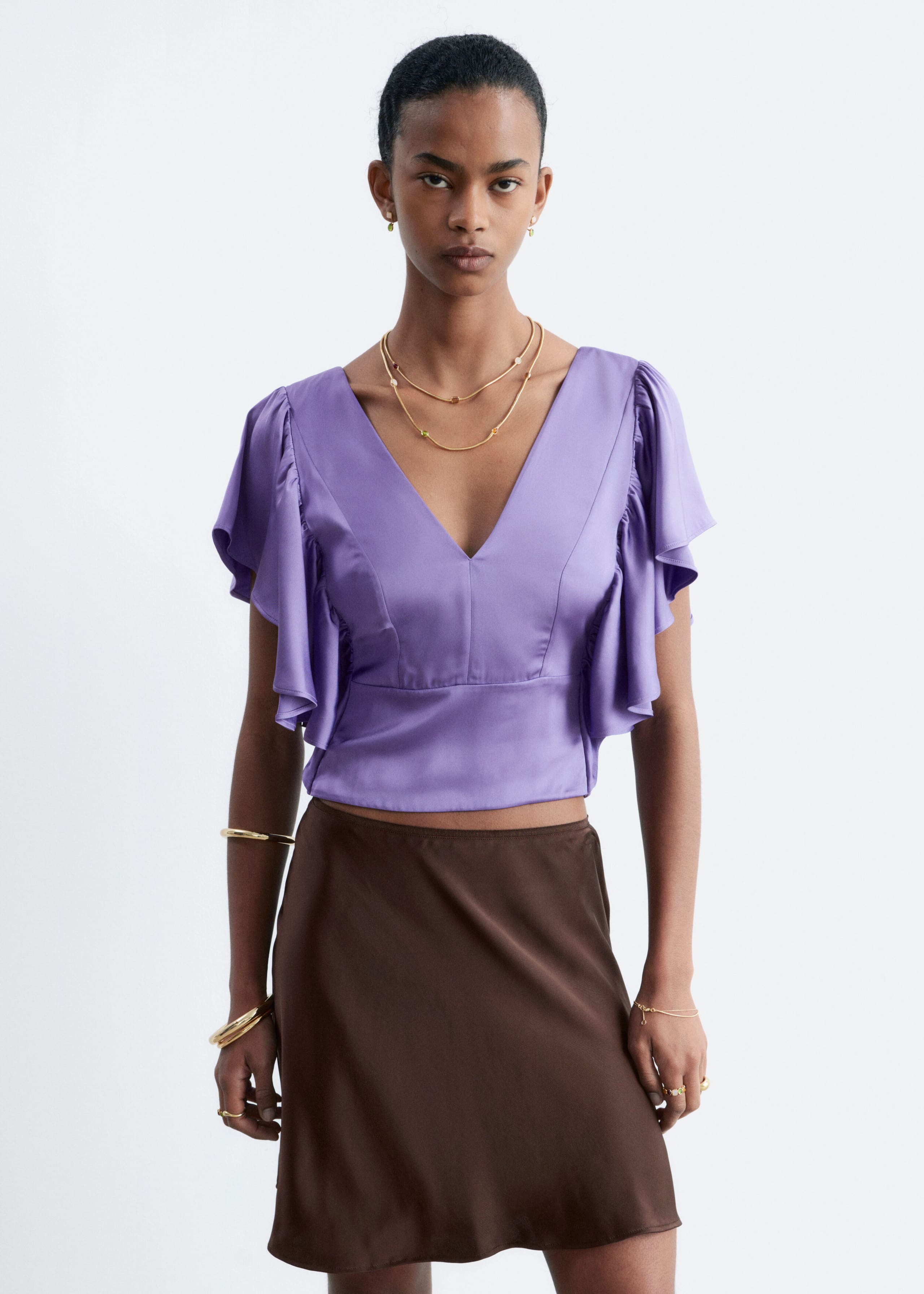 Image of Bluse mit Rüschen und V-Ausschnitt
