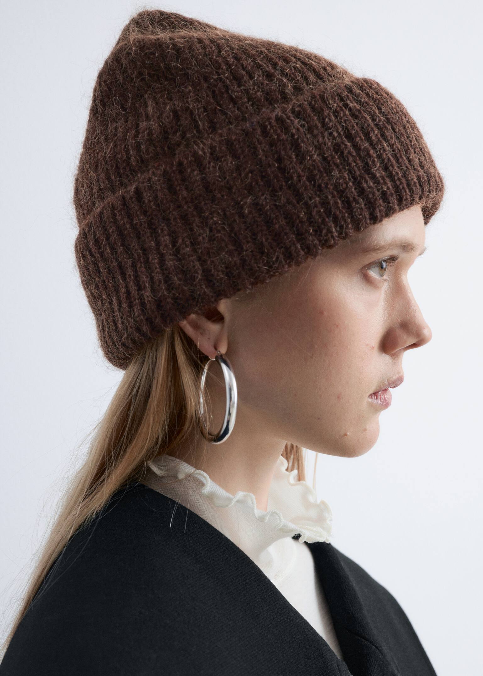 Wool Blend Beanie - Mahogany/Dusty blue/Grey Melange/Lemon/Red/Burgundy/Blue Striped/Pink/Black/Beige/Light blue