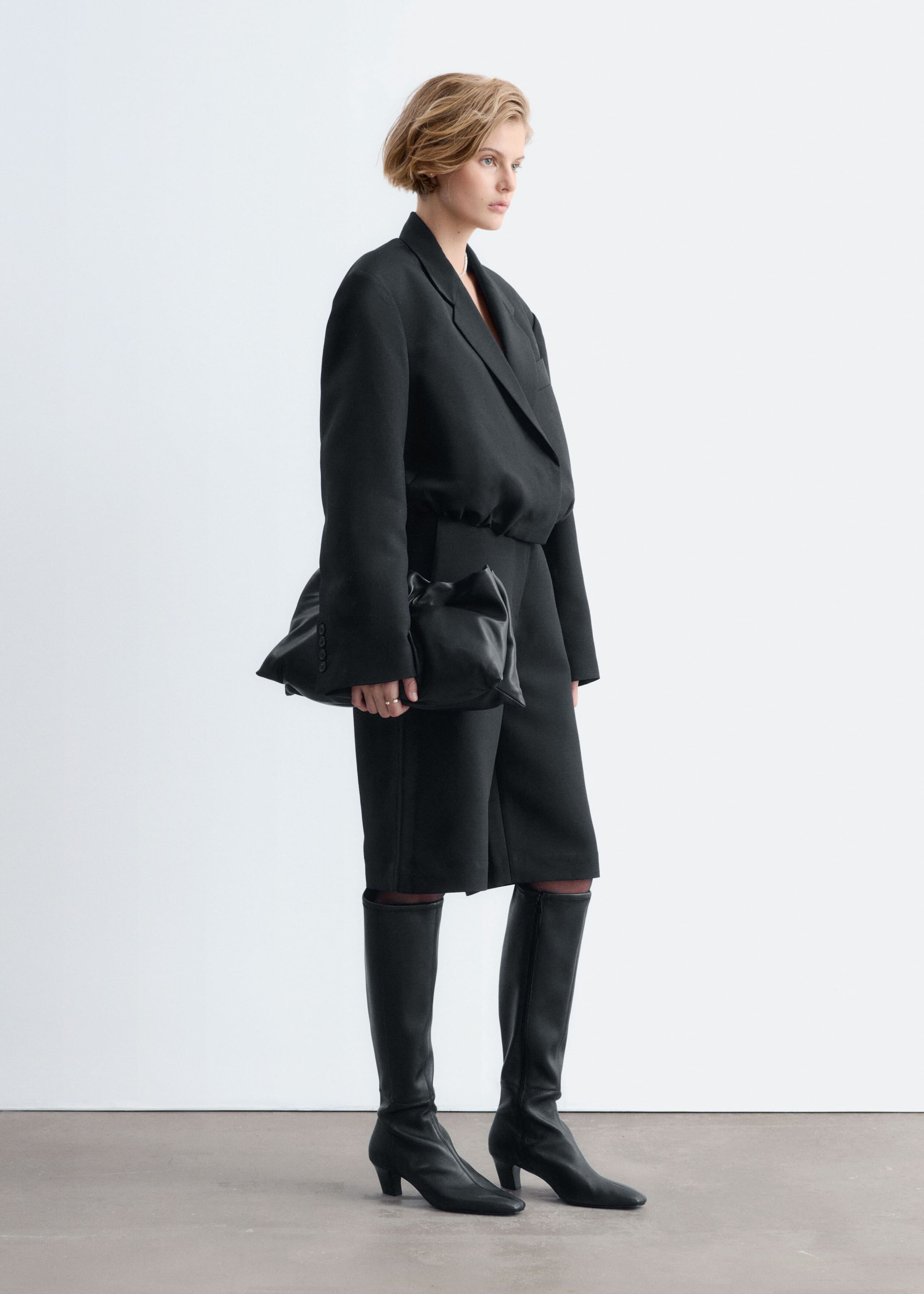 Oversized Drawstring Blazer Black