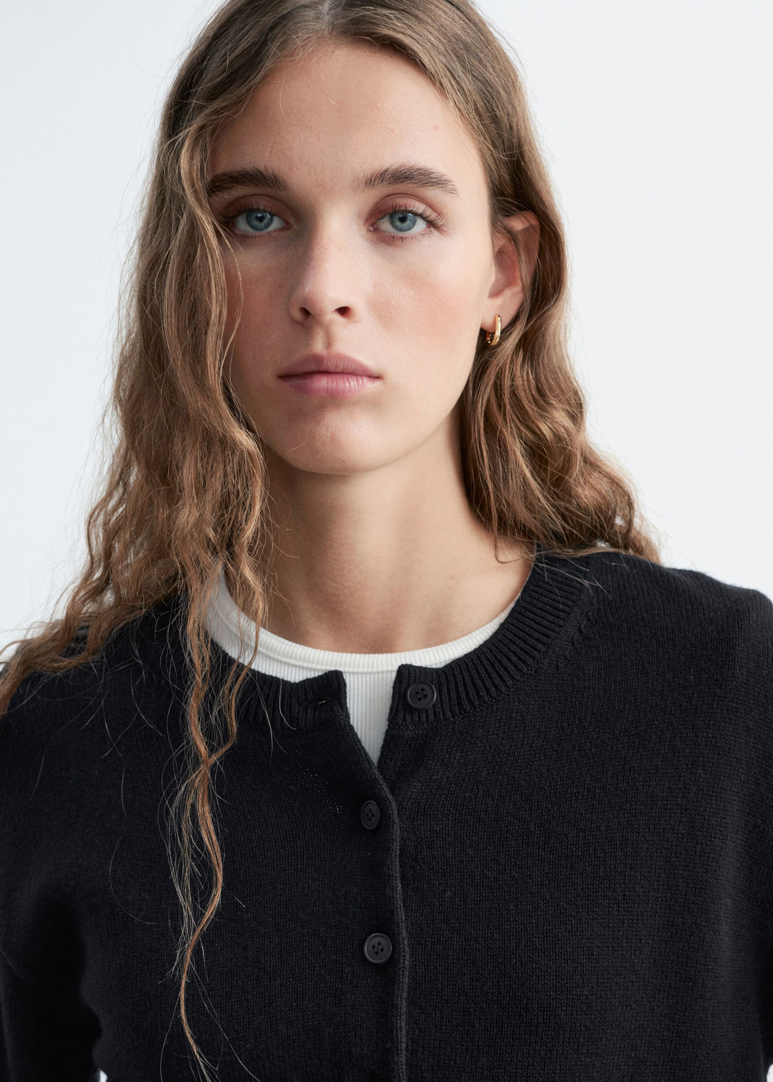 Thin-Knit Cardigan - Black - Lookbook