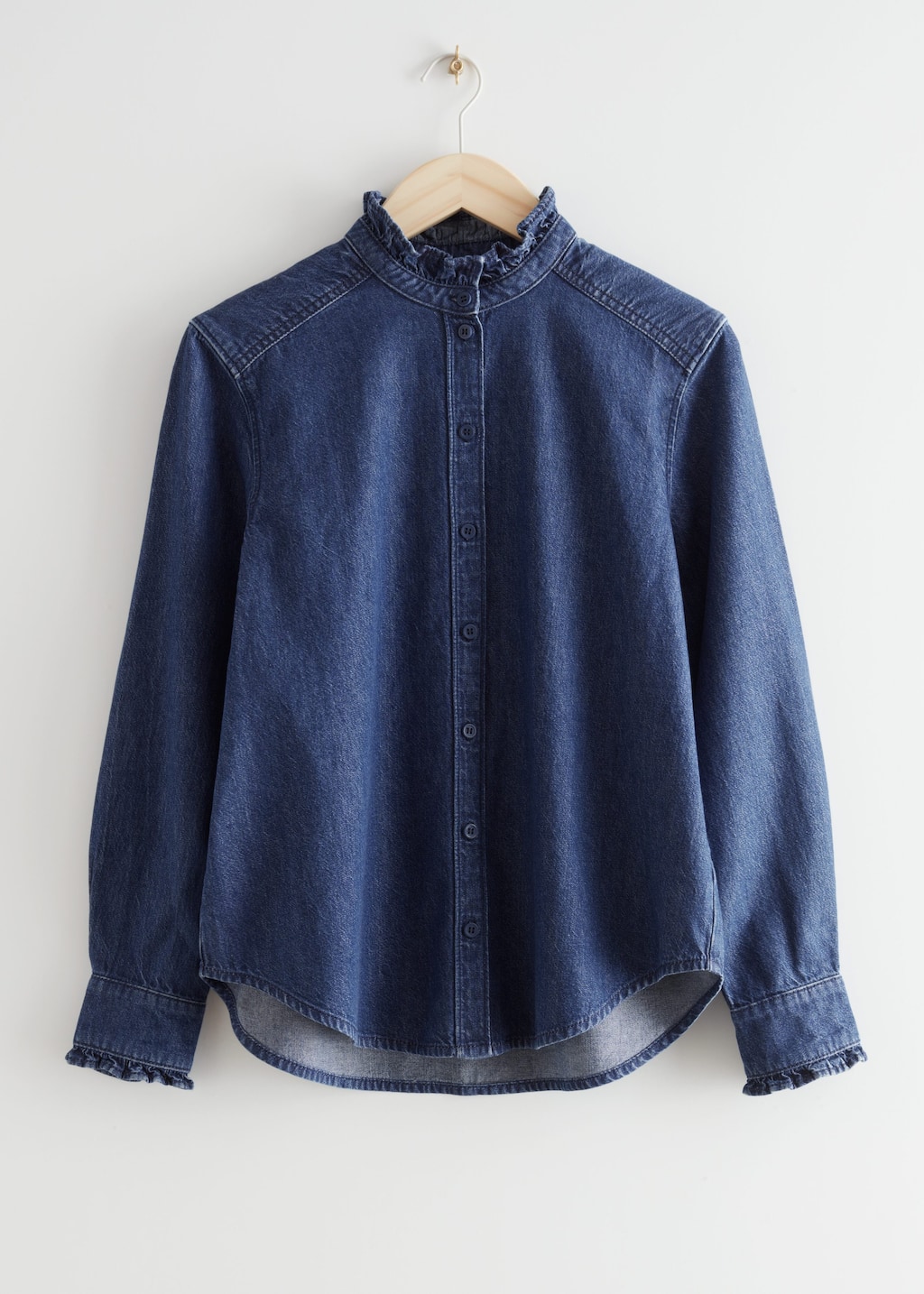 FrilledDenimShirt - Dark Blue - Bodegón