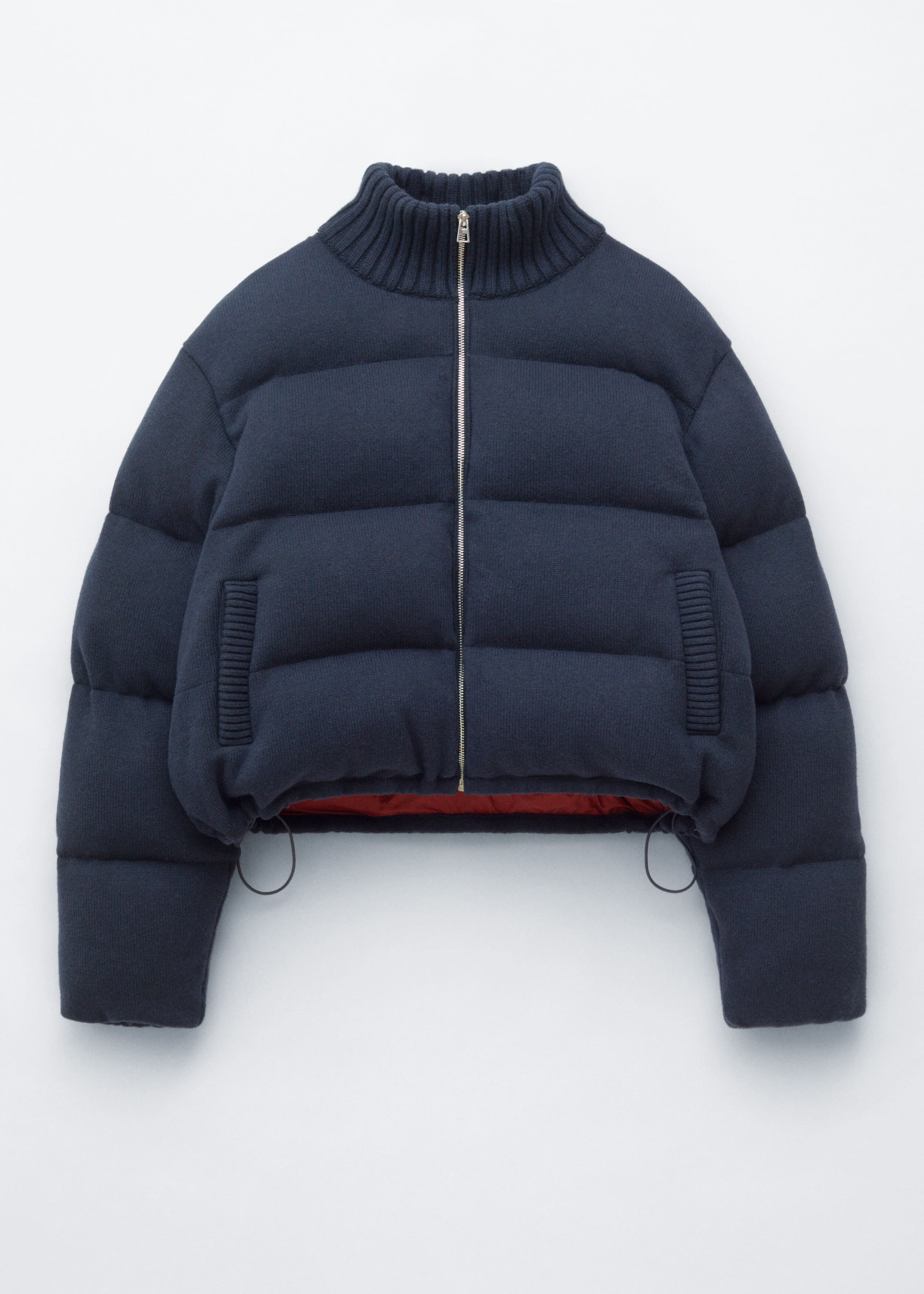 Knitted Puffer Jacket - Dark Blue - Still Life