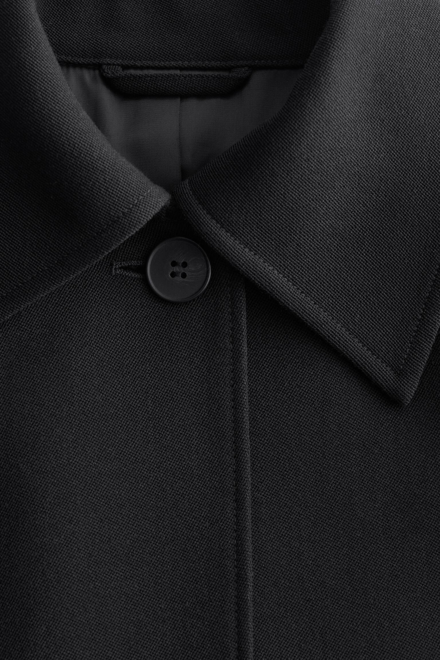 Trenchcoat i ull med knytskärp - Svart/Mullvad - 8