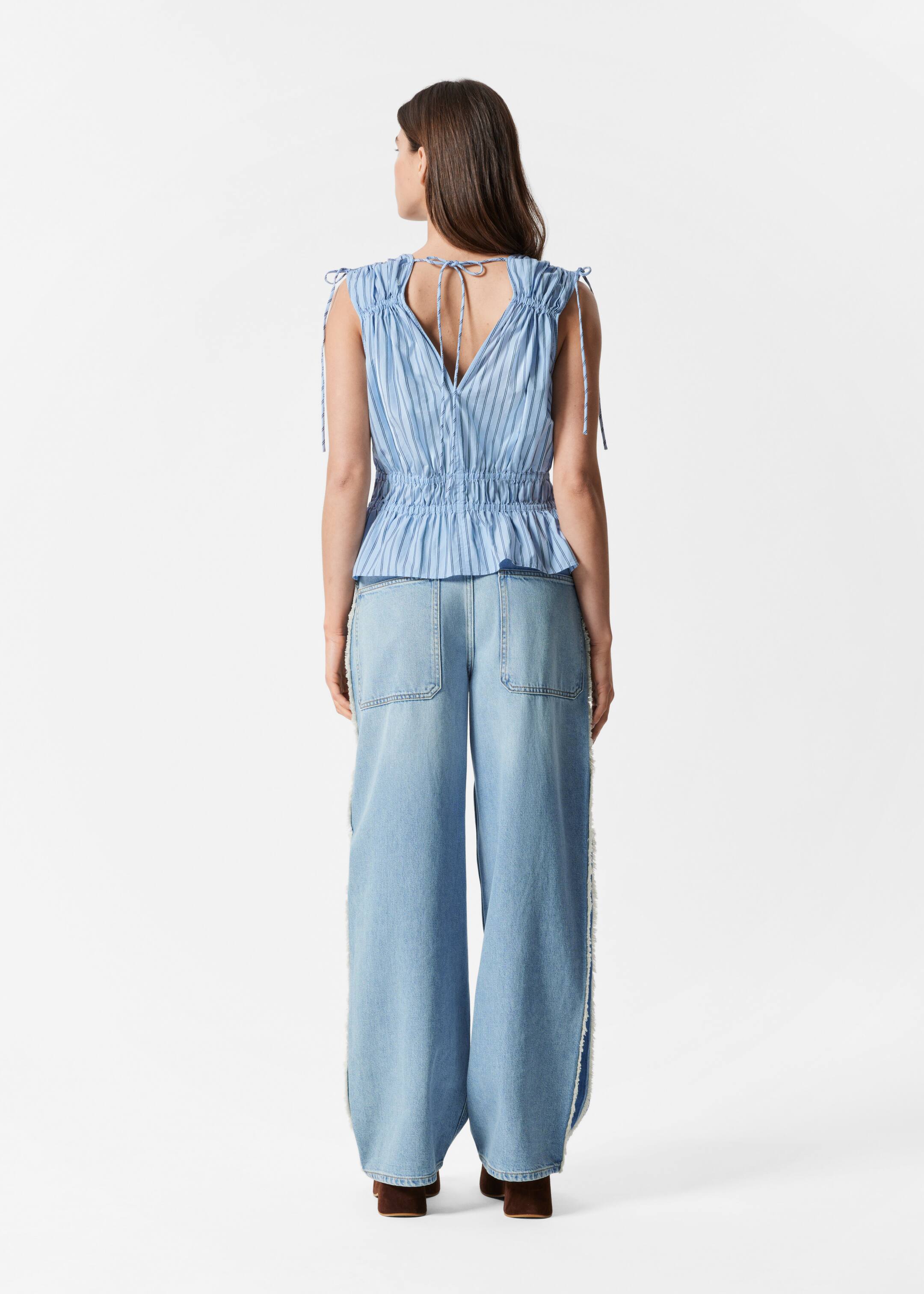 View larger image: Gathered Top - Blue Stripe - Ladies | H&M GB 4