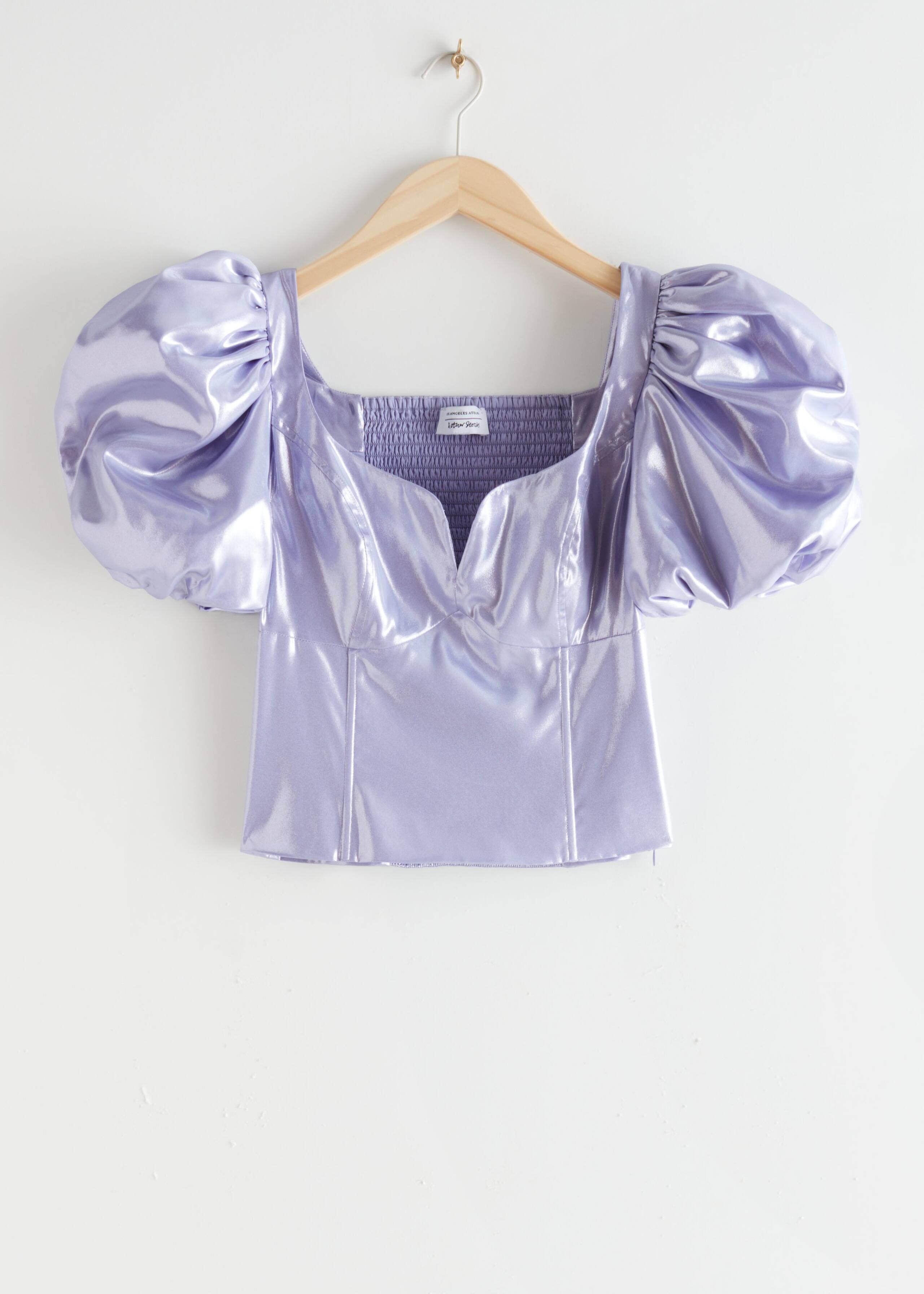 Metallic Puff Sleeve Top - Lilac - Natura morta