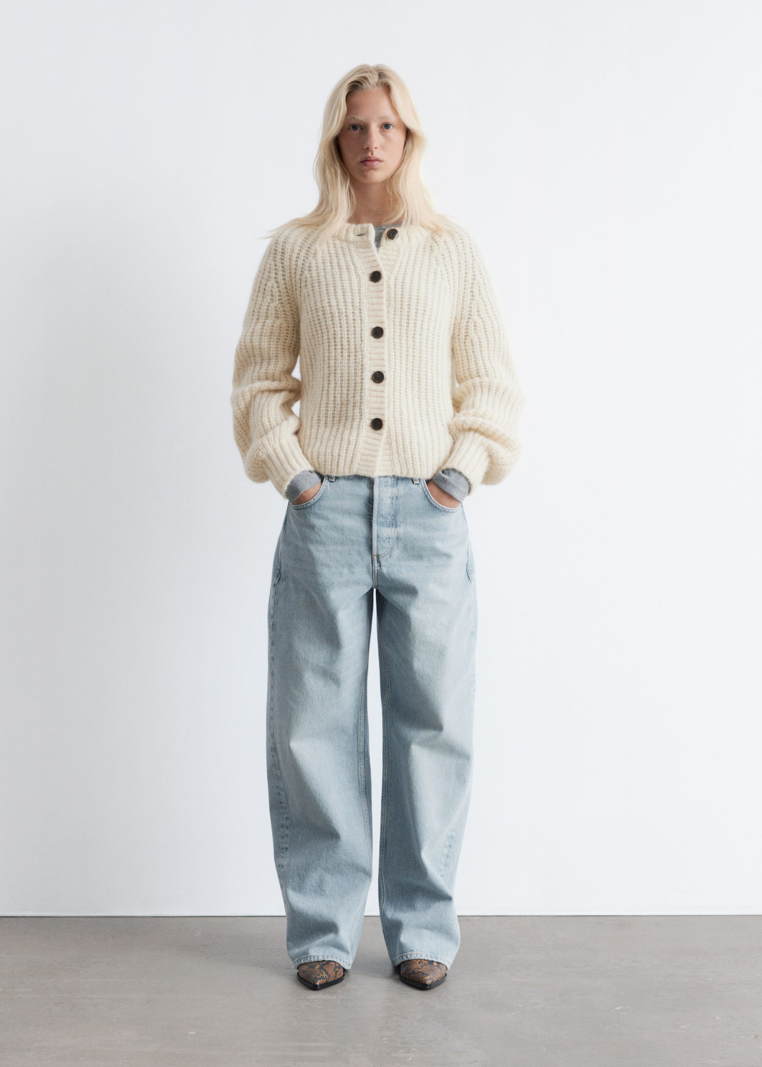 Image of Balloon-Sleeve Cardigan