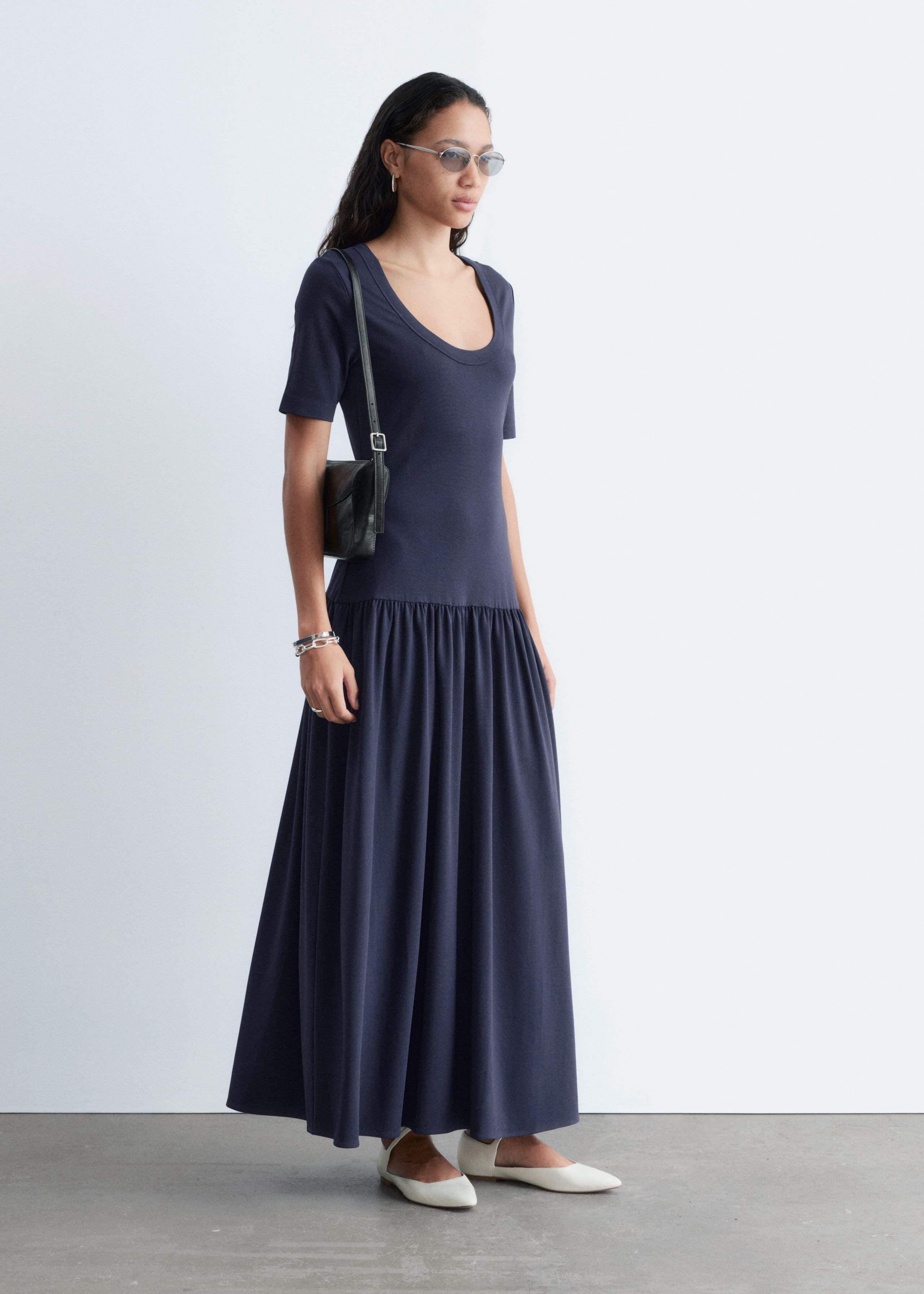 Longline Jersey Maxi Dress - Navy Blue - Lookbook