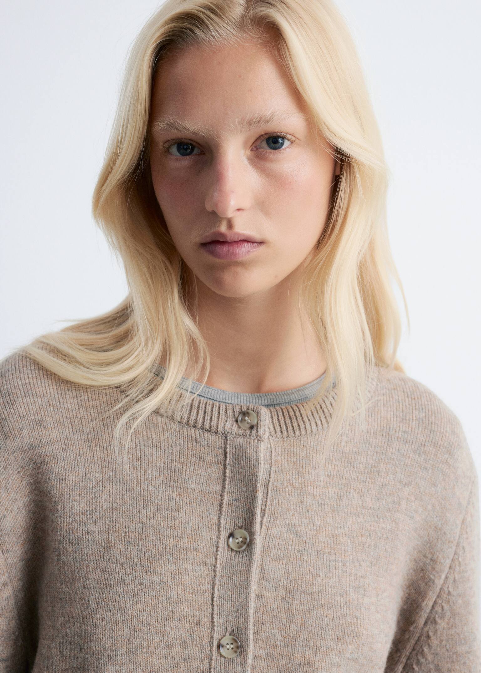 Cardigan court - Taupe/Gris foncé - 5
