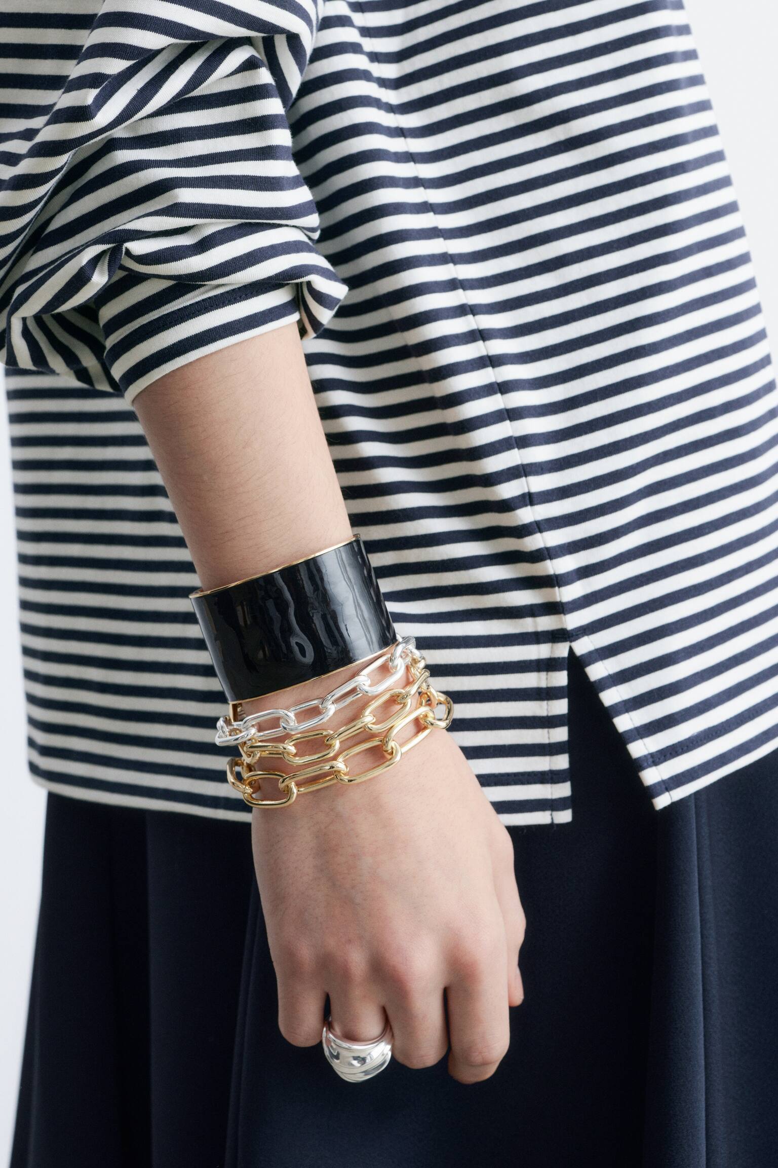 חולצת ג’רסי עם שרוולים ארוכים - פסים לבן-כחול כהה/צהוב כהה/לבן - 9