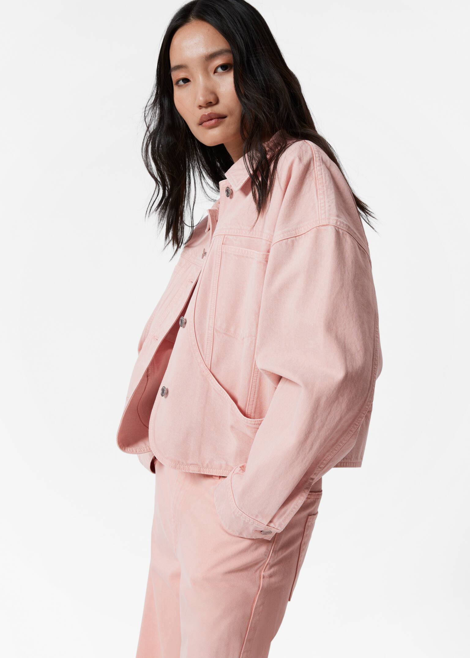 Veste carrée en jean - Rose poudré/Bleu délavé - 6
