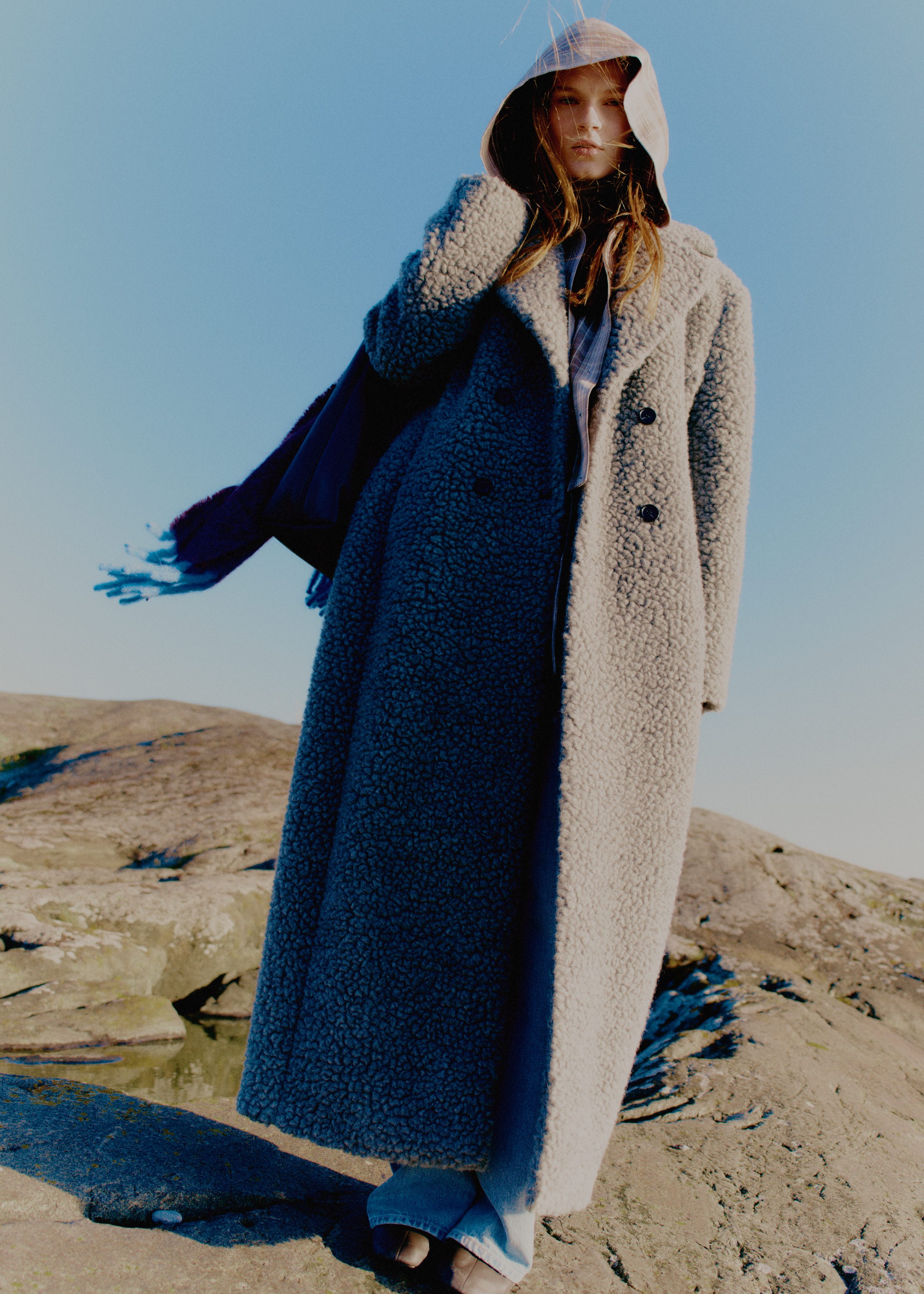 Wool Shearling Maxi Coat - Grey - Coats - & Other Stories US