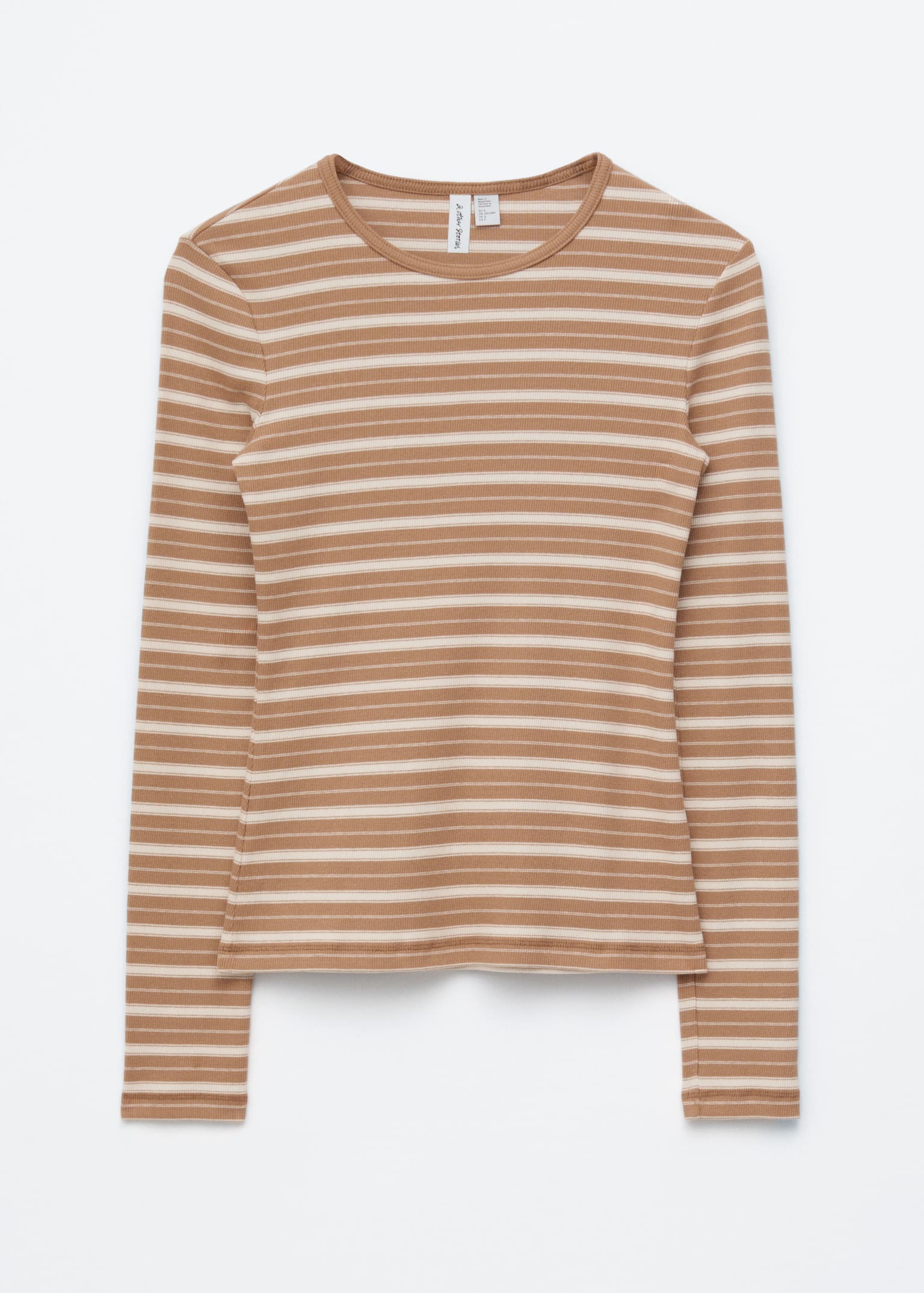 Maglia a maniche lunghe con finitura a coste - Brown/White Stripes/Righe beige/nero/Verde scuro/Black/Bianco/Grigio chiaro/Marrone scuro