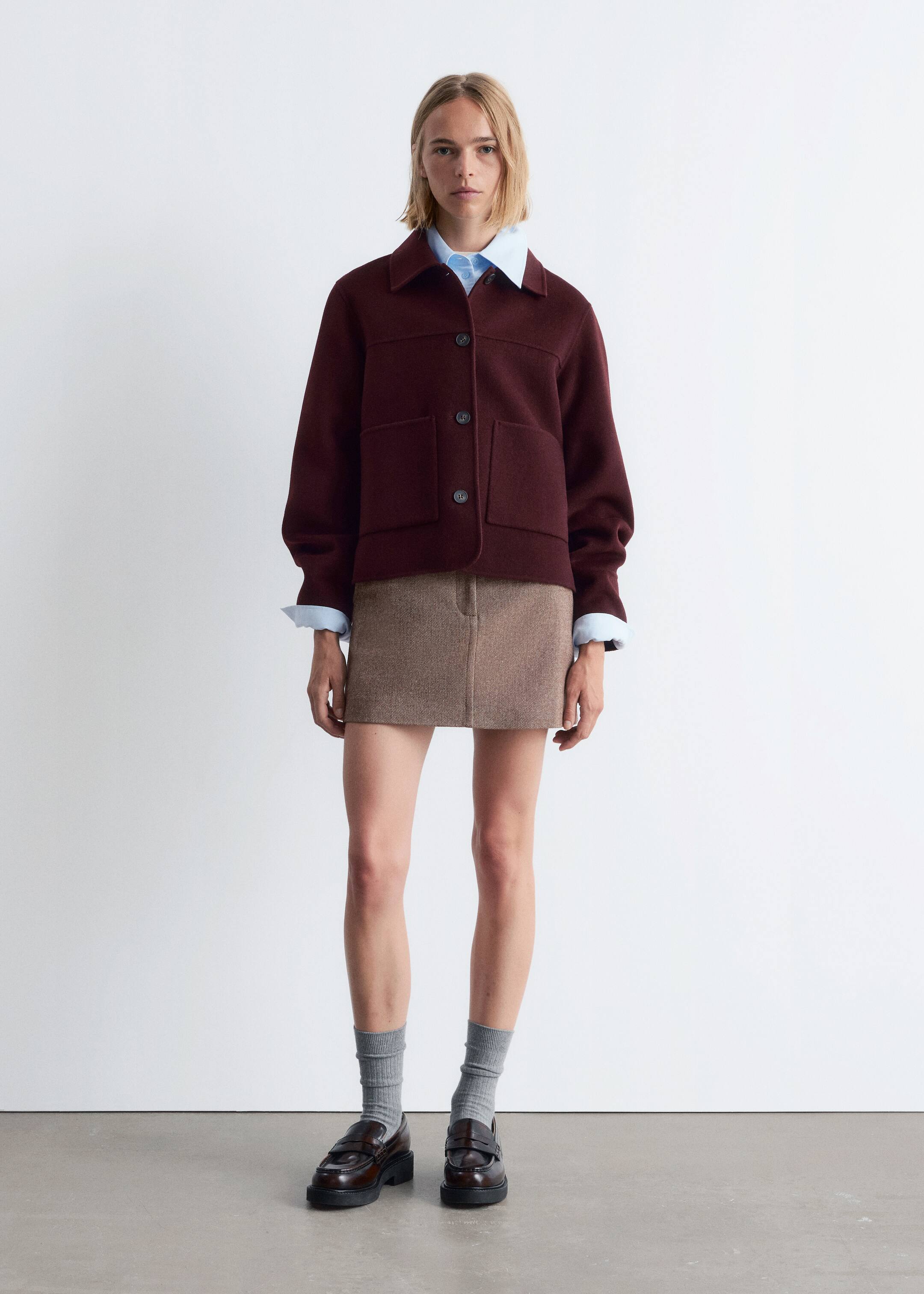 Visualizza immagine più grande: Giacca in lana con colletto - Rosso scuro - DONNA | H&M IT 3