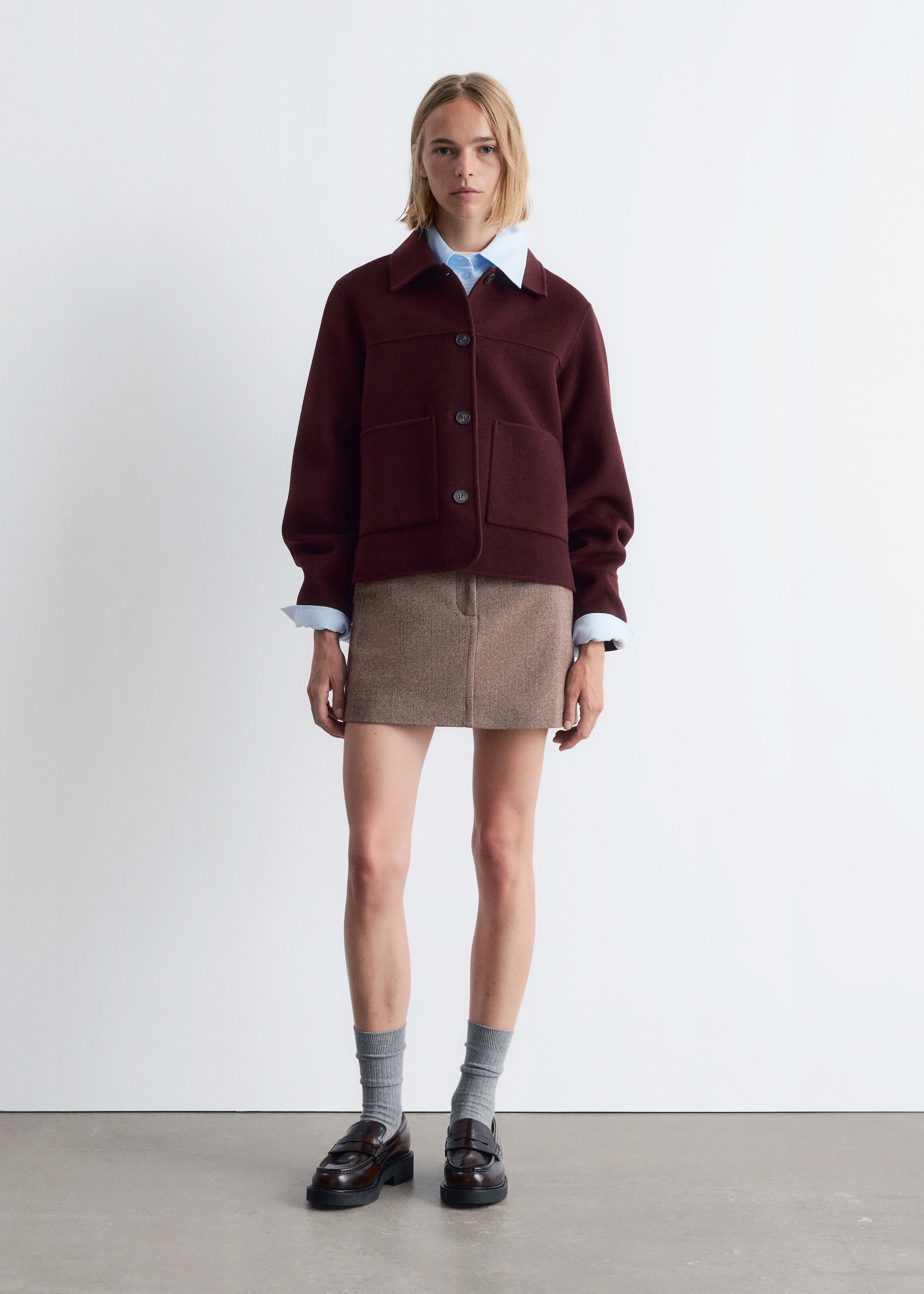 Visa större bild: Ulljacka med krage - Mörkröd - DAM | H&M FI 3
