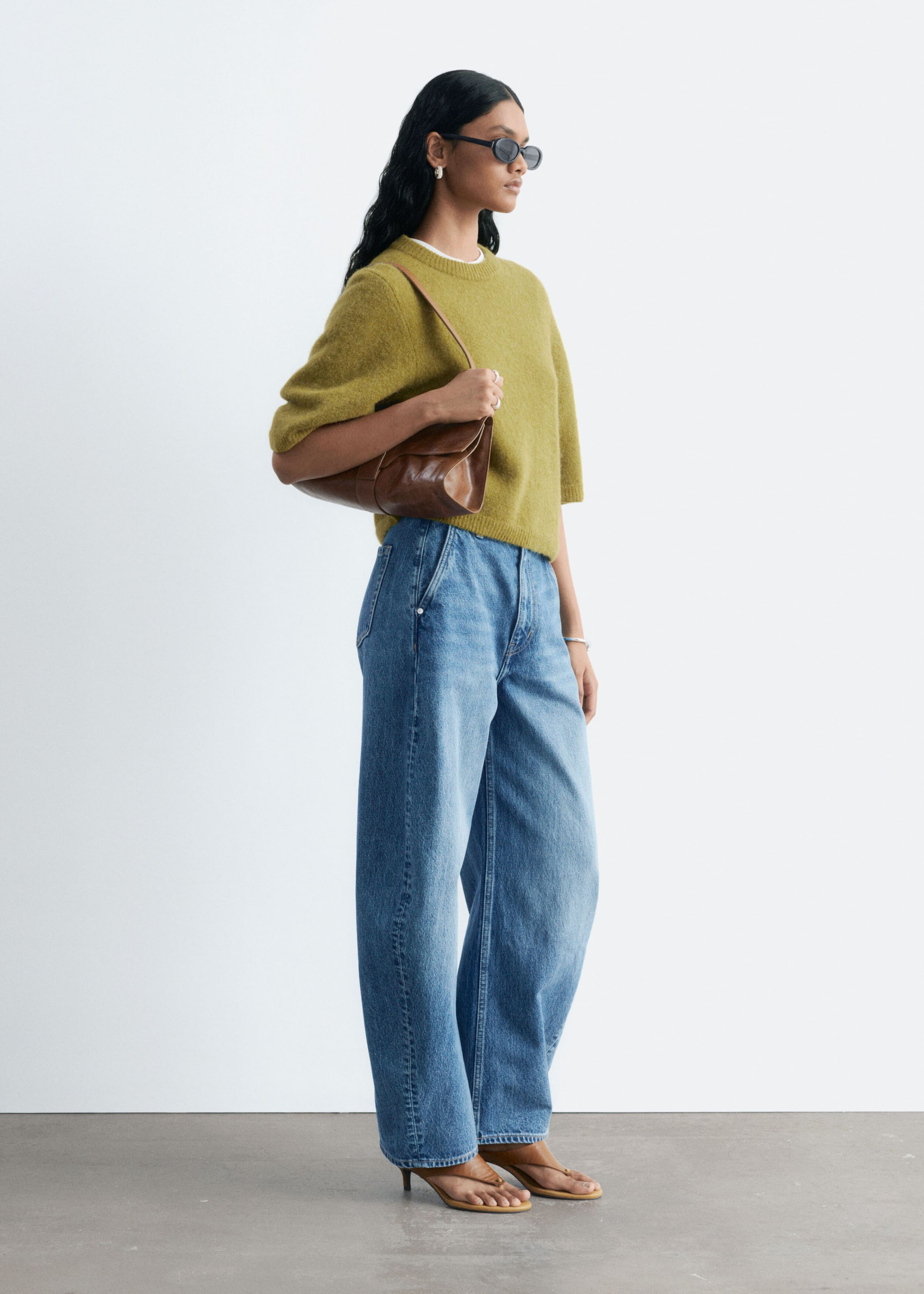 Relaxed Barrel-Leg Jeans - Mid Blue - Still Life