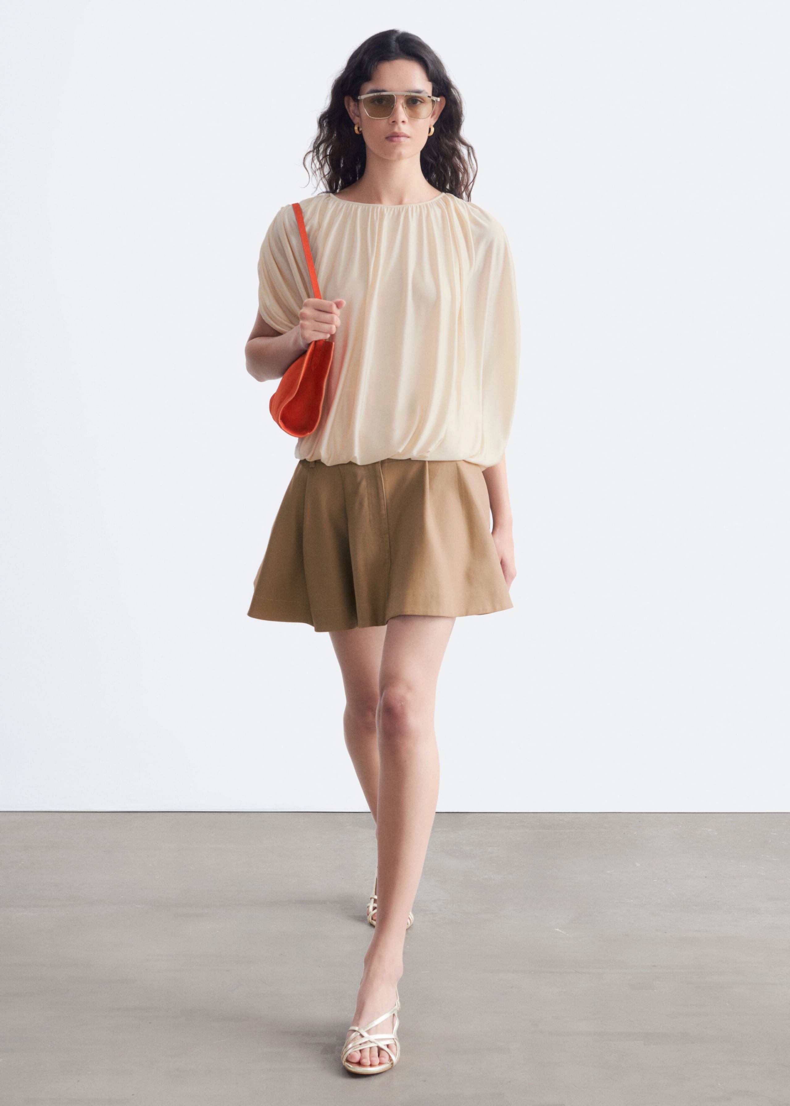 Draped Jersey Top - Light Beige - Lookbook