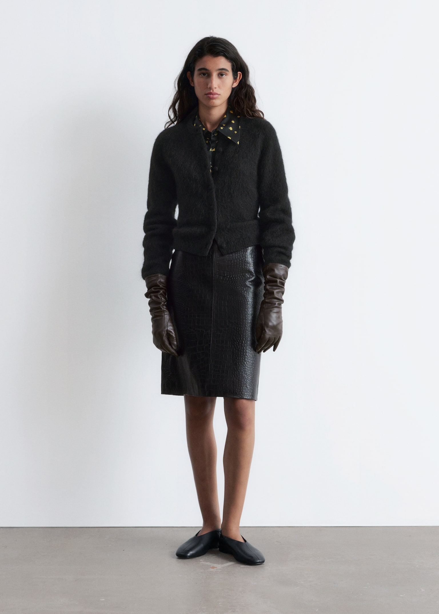 Brushed Knitted Cardigan - Zwart/Rood/Bruin - 4