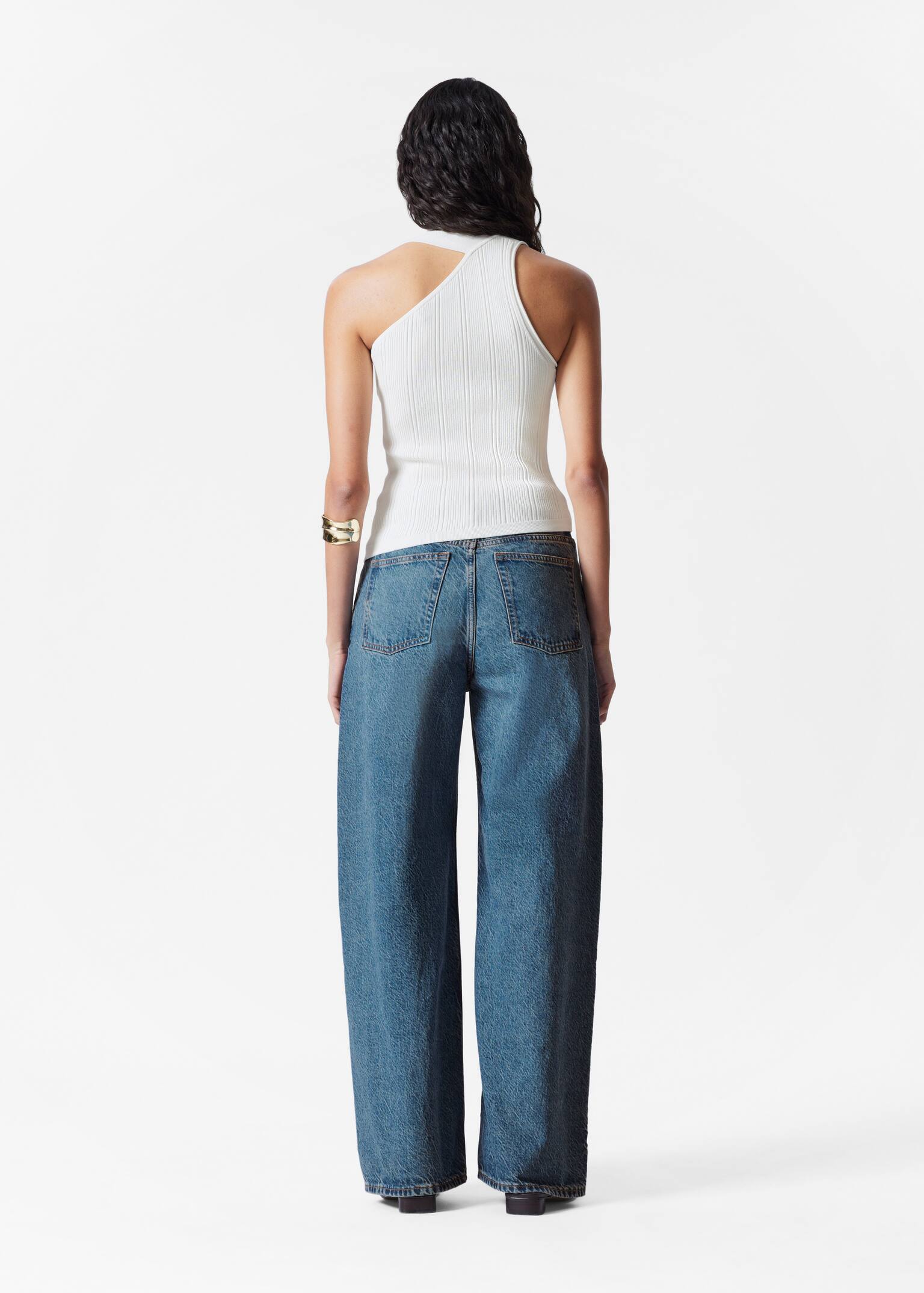 Haut côtelé asymétrique - Blanc/Noir - 3