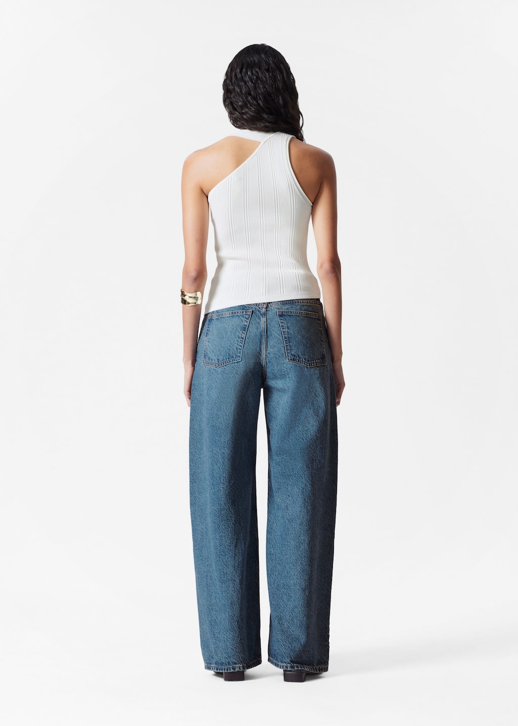 Image of Asymmetric Rib-Knit Top