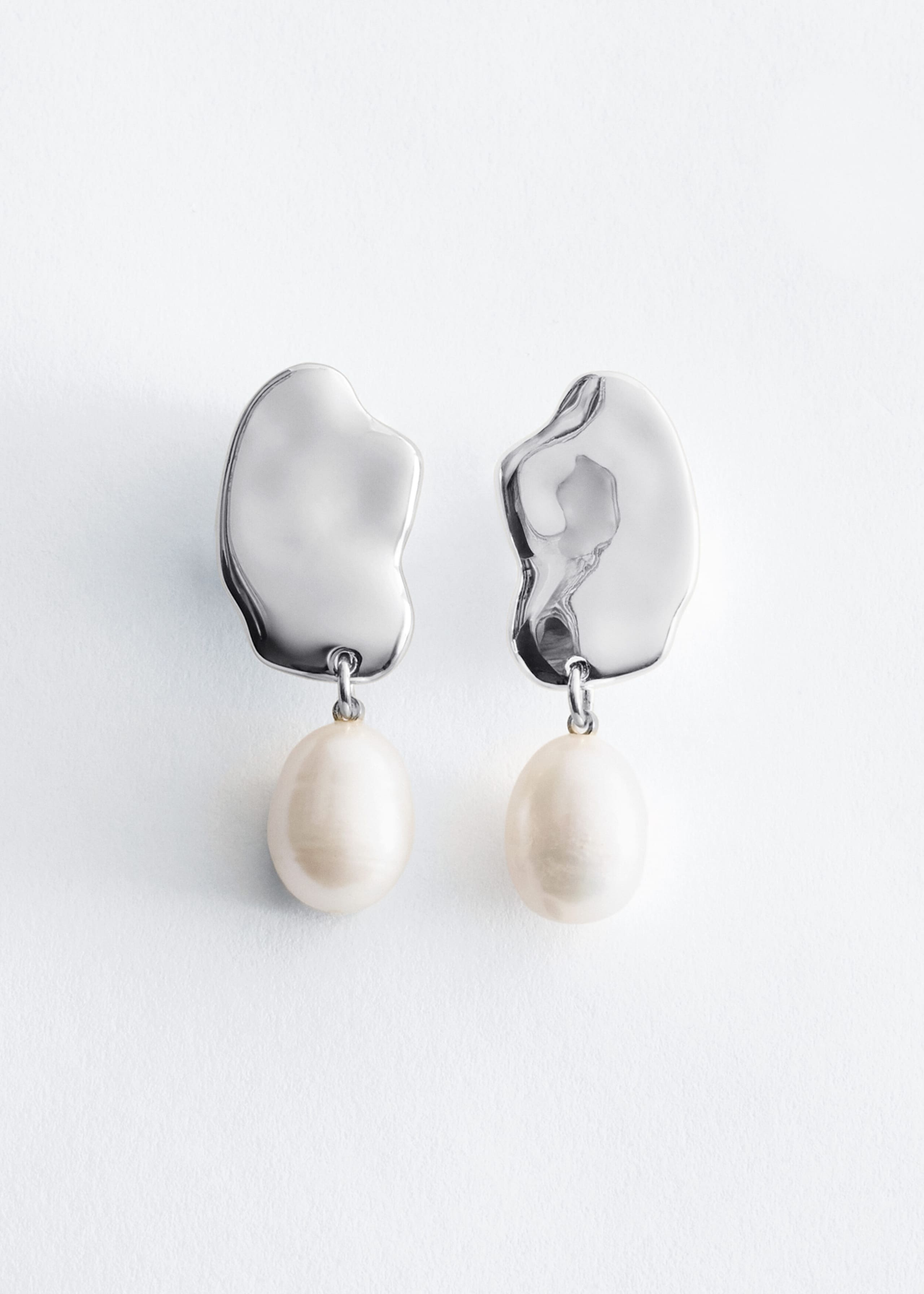Freshwater Pearl Pendant Earrings - Gold/White - Still Life
