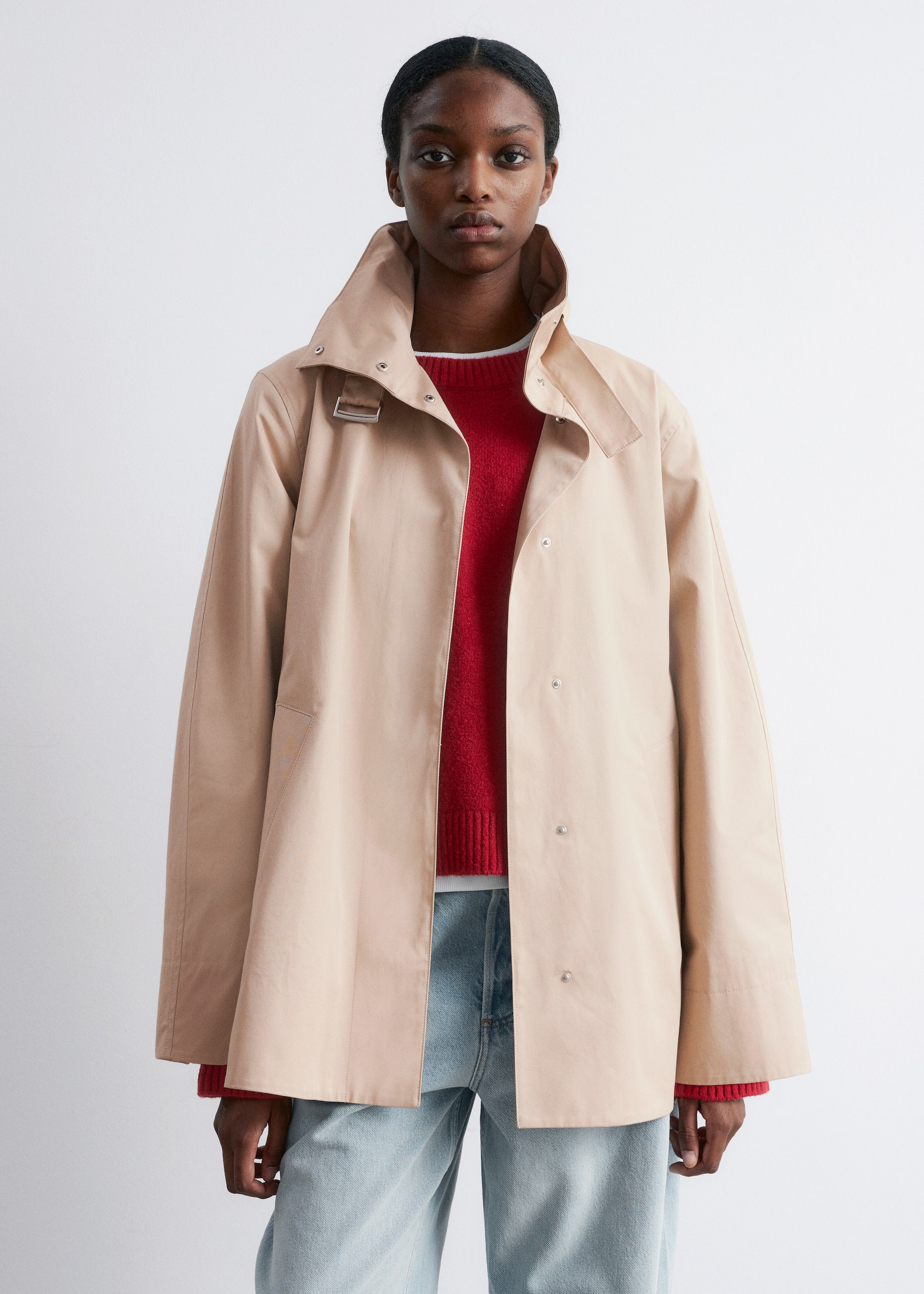 Visualizza immagine più grande: Giacca a trapezio con collo alto - Beige - DONNA | H&M IT 3