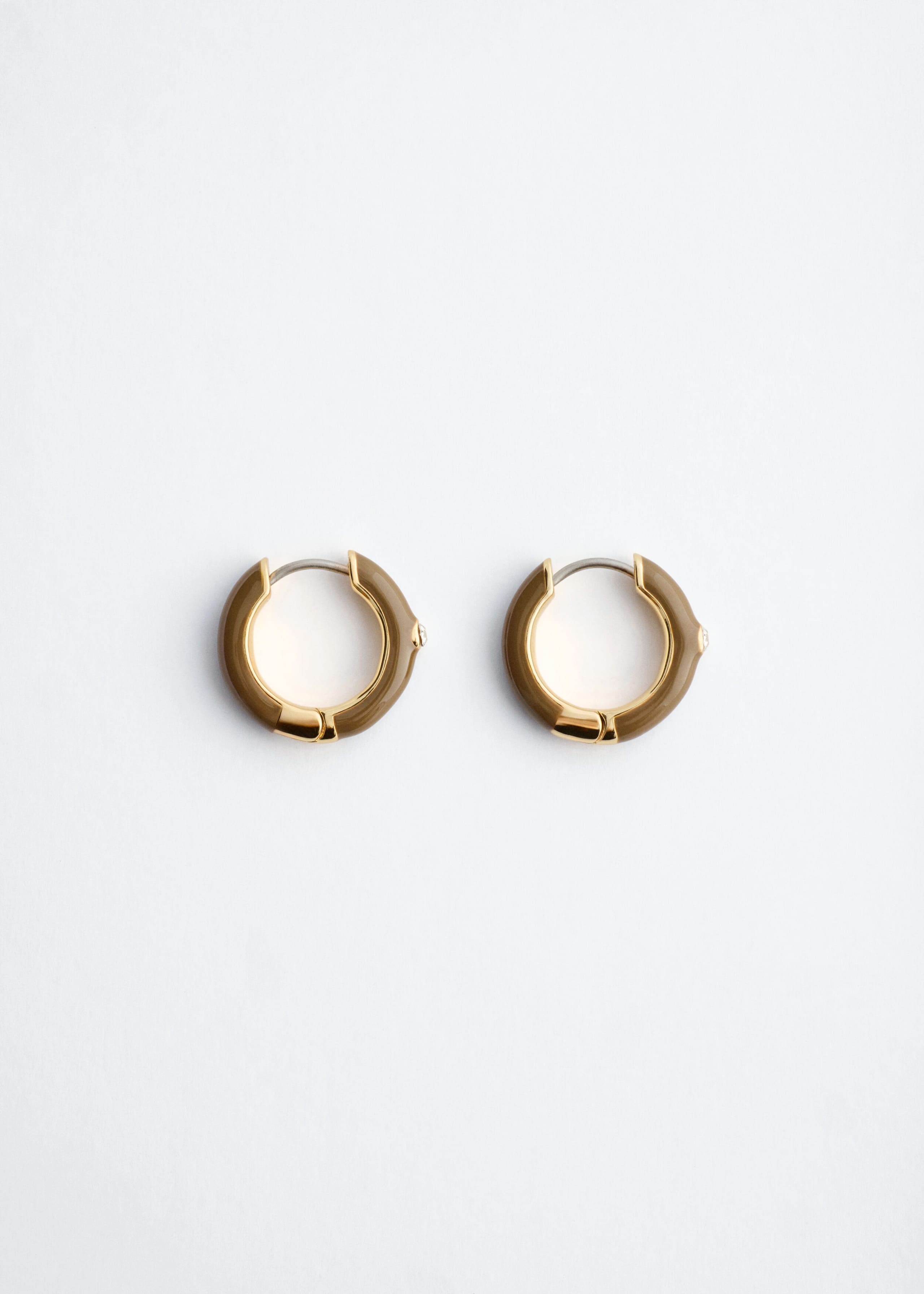 Glass Detail Brass Hoop Earrings - Gold/Blue - Still Life