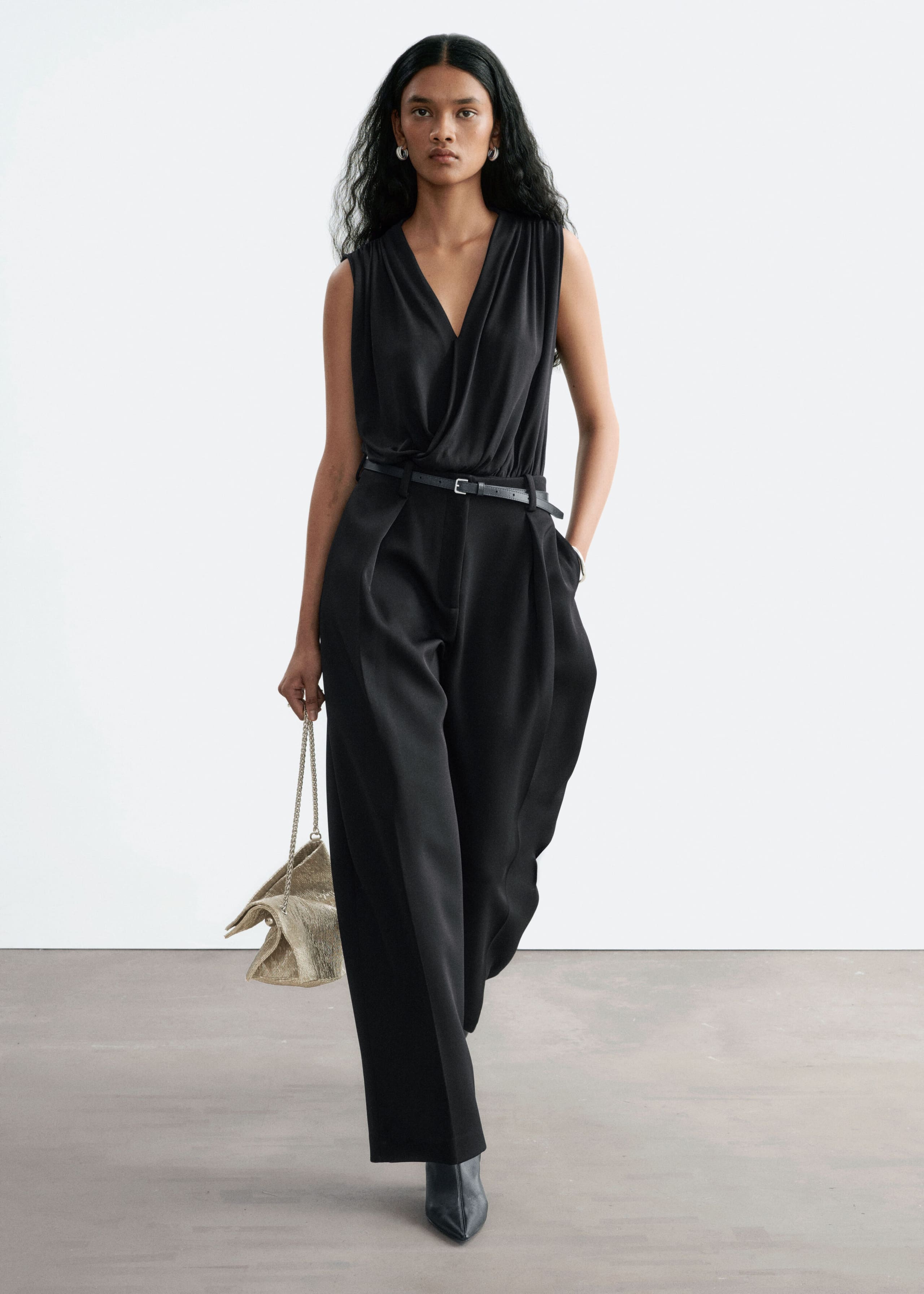 Draped Jersey Bodysuit Black