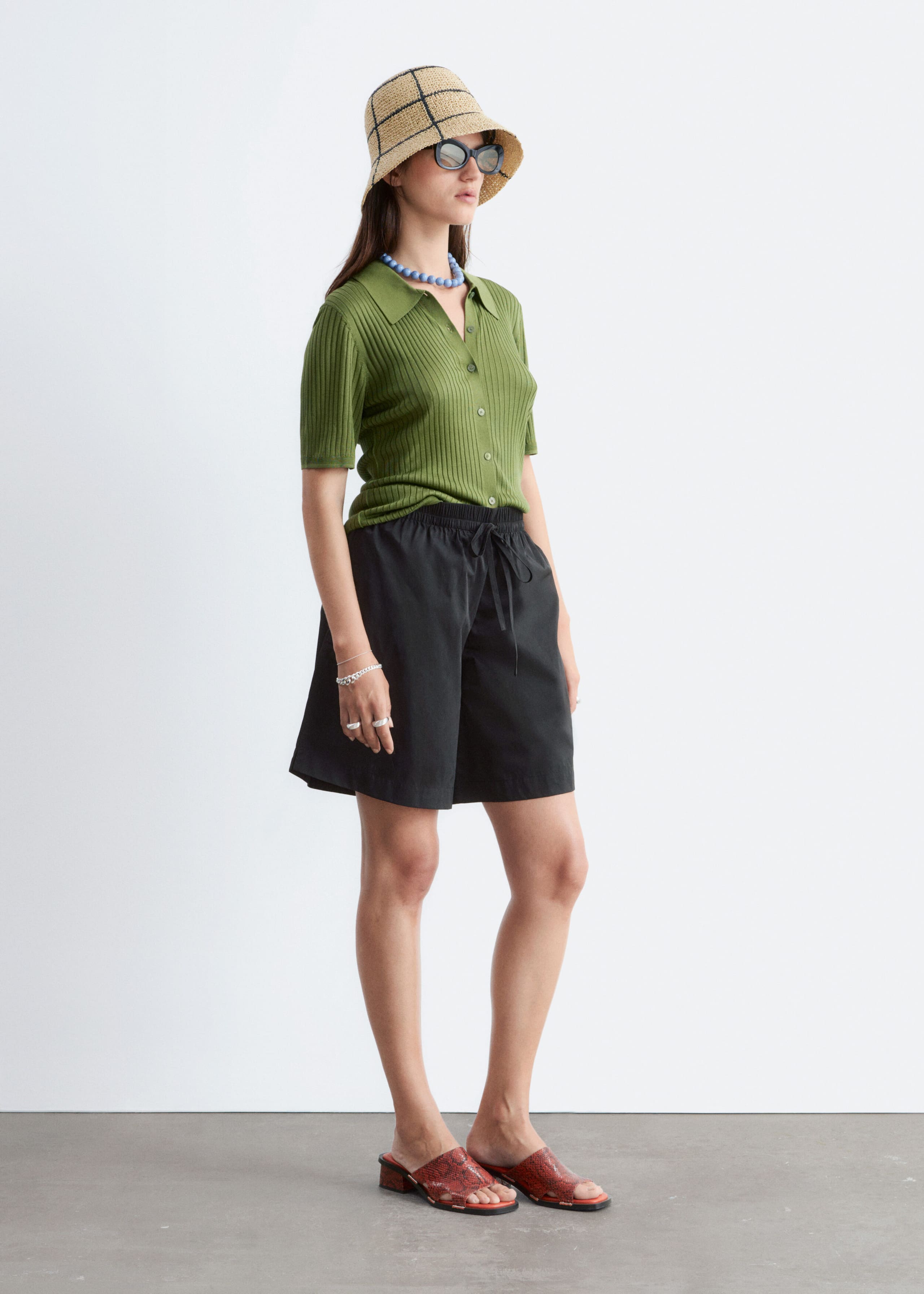 Image of Drawstring Knee-Length Shorts