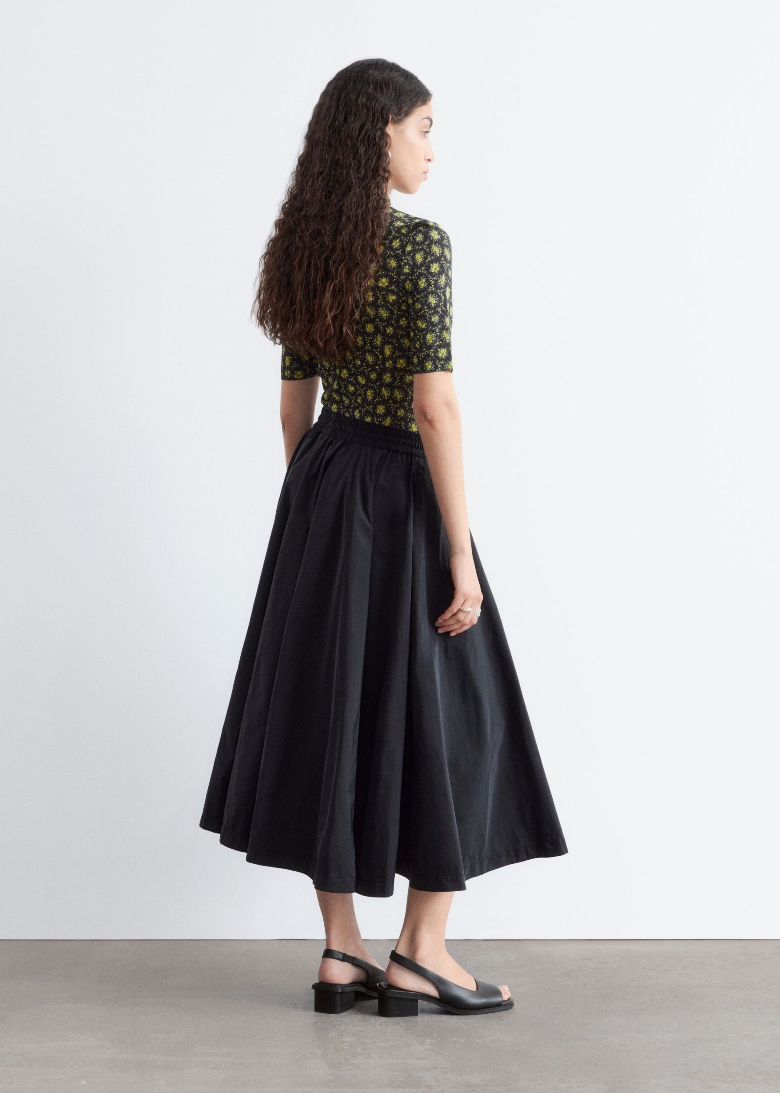 Image of Voluminous Drawstring Midi Skirt