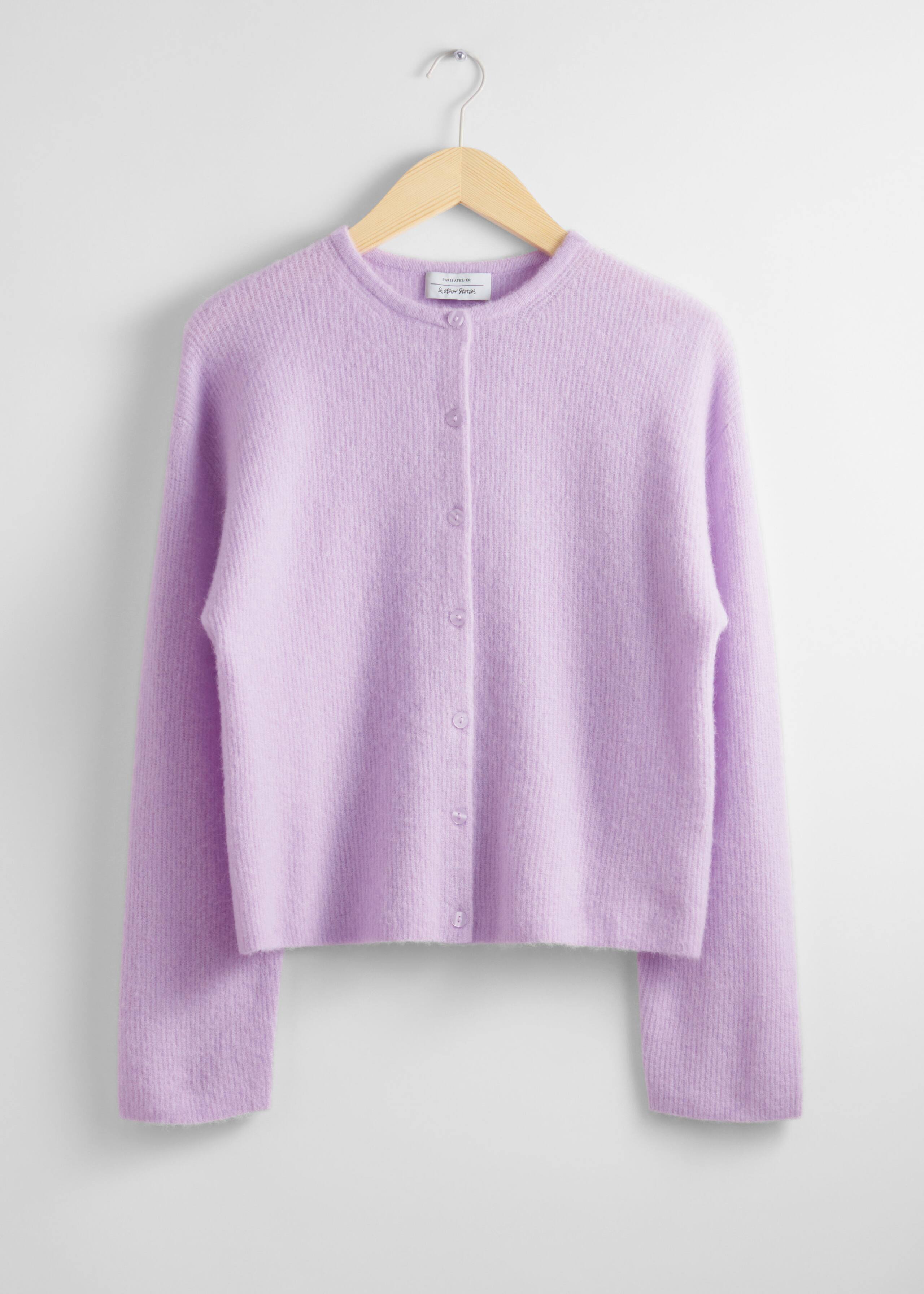 Alpaca-Blend Knitted Cardigan - Grey - Still Life