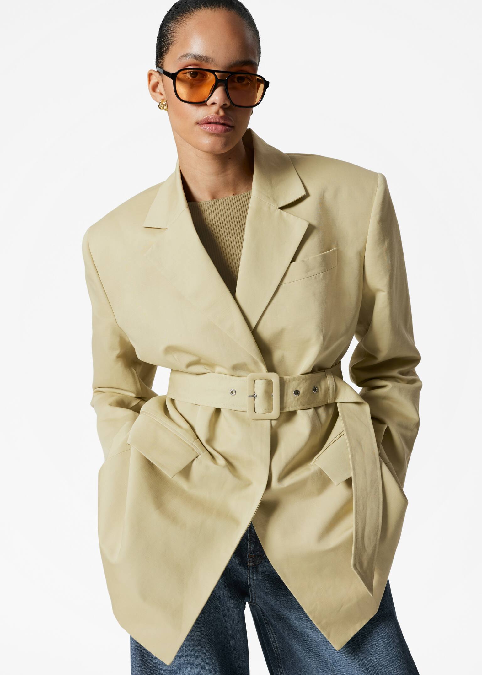 Blazer con cintura - Giallo