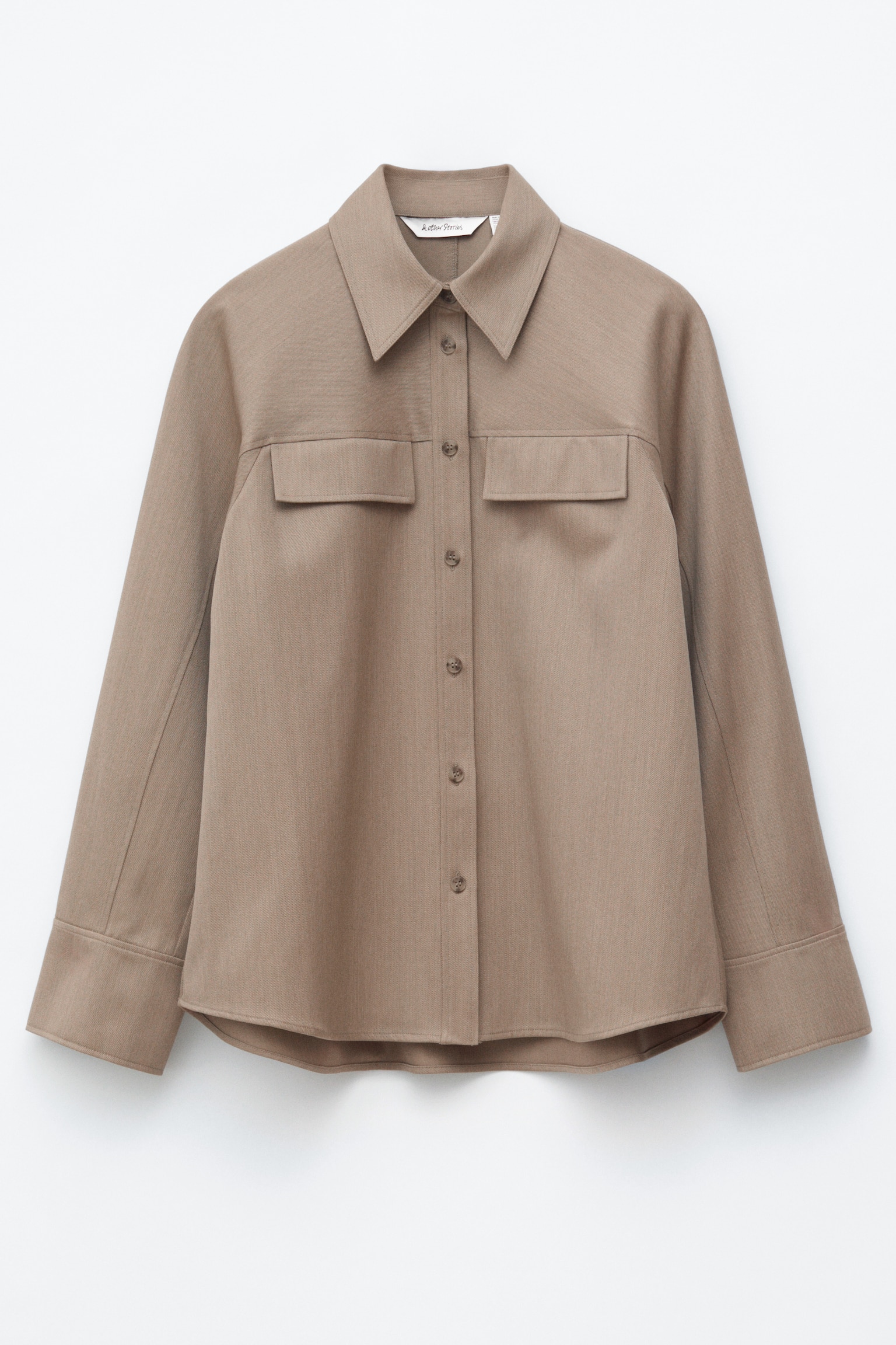 Strukturiertes Hemd aus Wolle und Baumwolle - Graubraun - 2