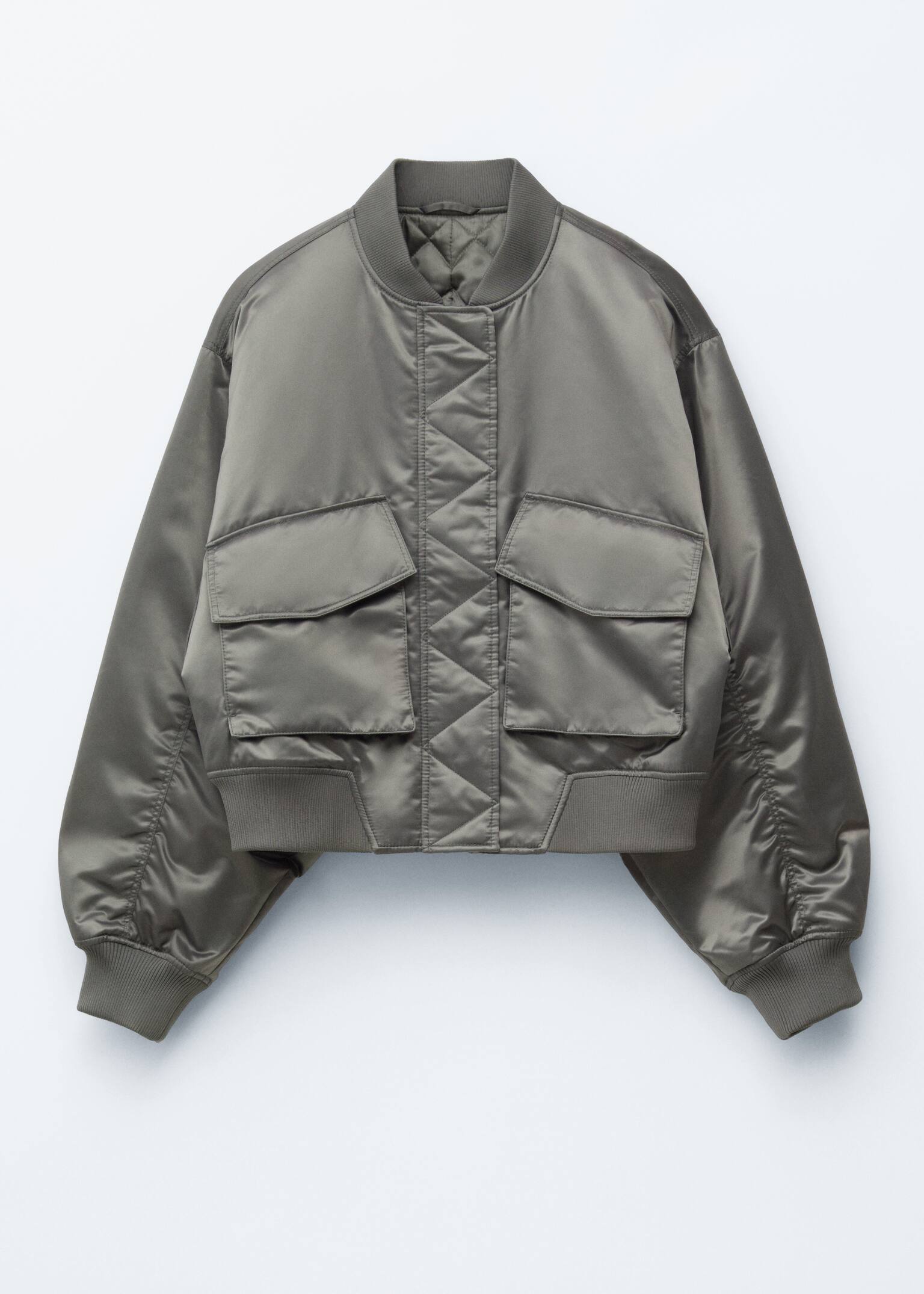 Padded Bomber Jacket - Dark grey/Beige - 2