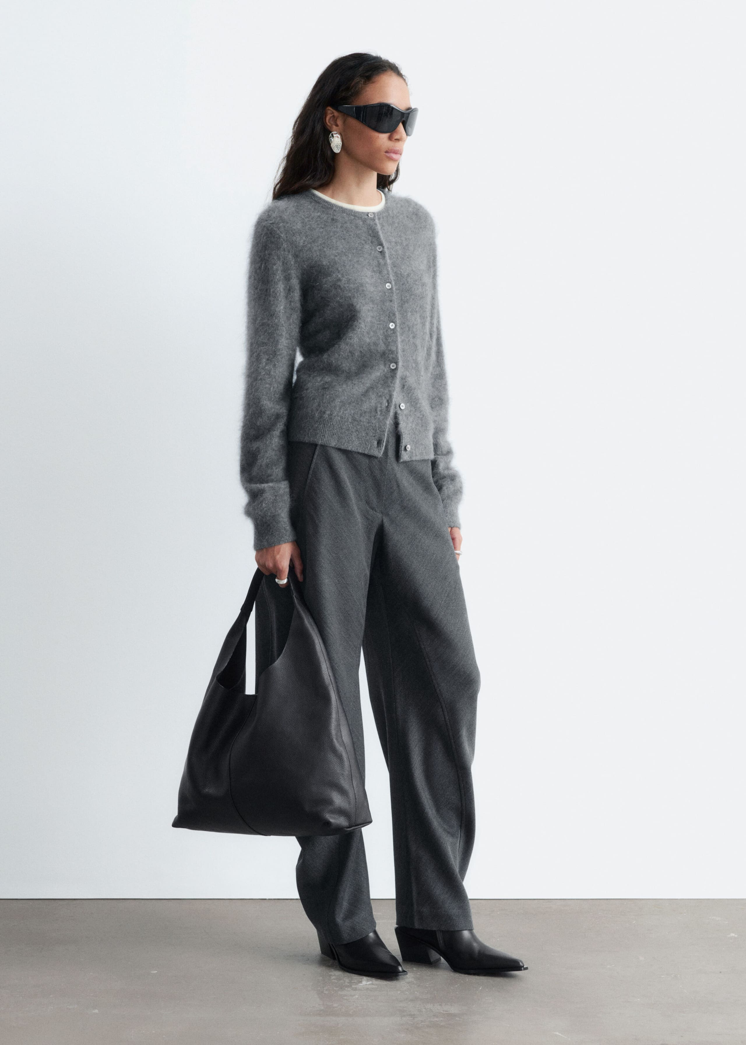 Twisted Seam Wool Trousers - Dark Grey - Lookbook