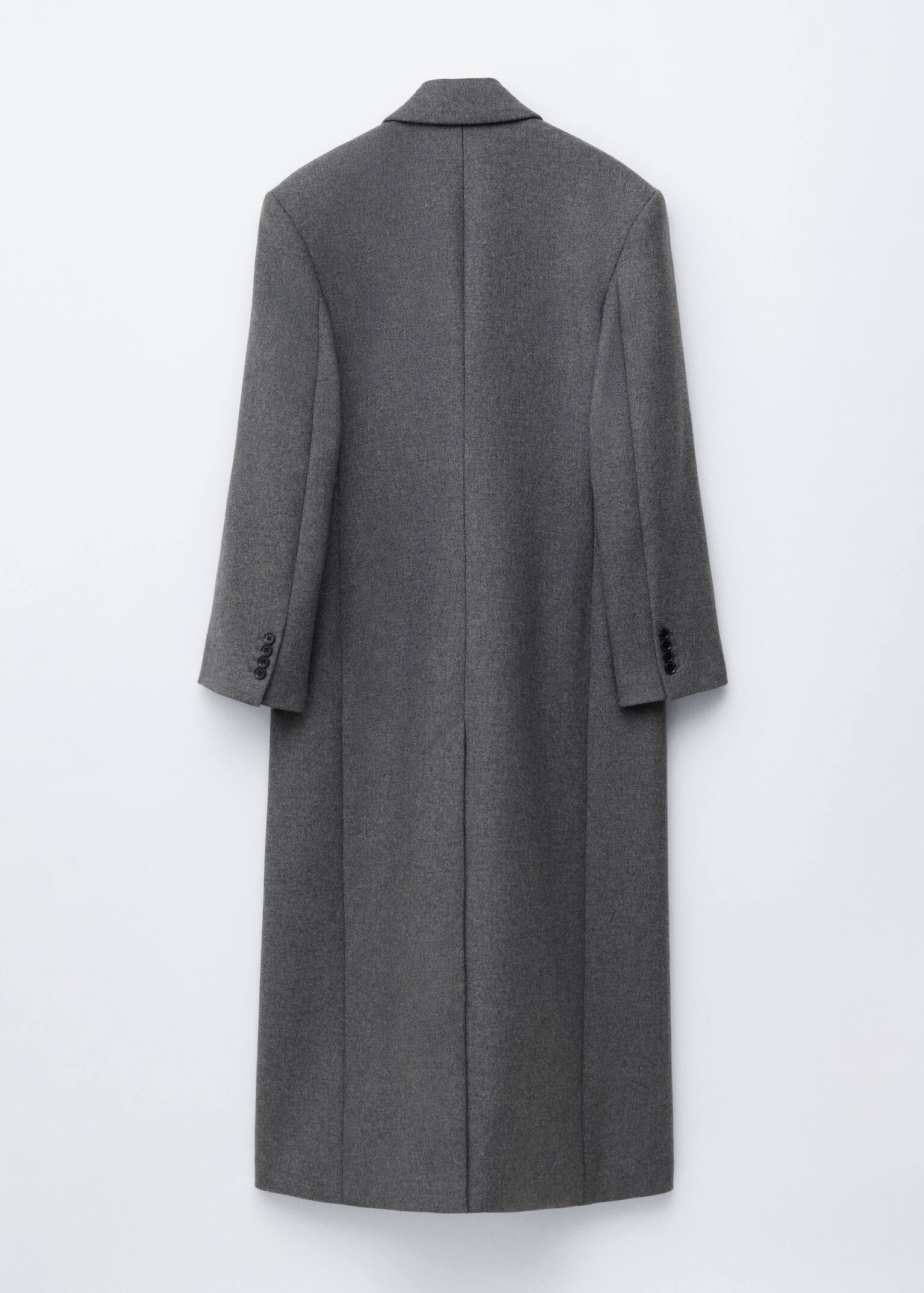 Long Wool Coat - Meleerattu harmaa/Musta - 2