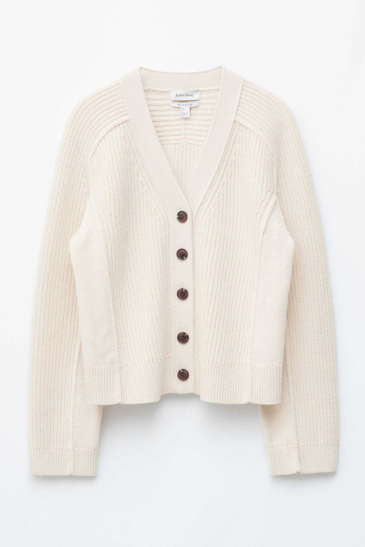 Cardigan en laine mérinos - Couleur crème/Noir - 2