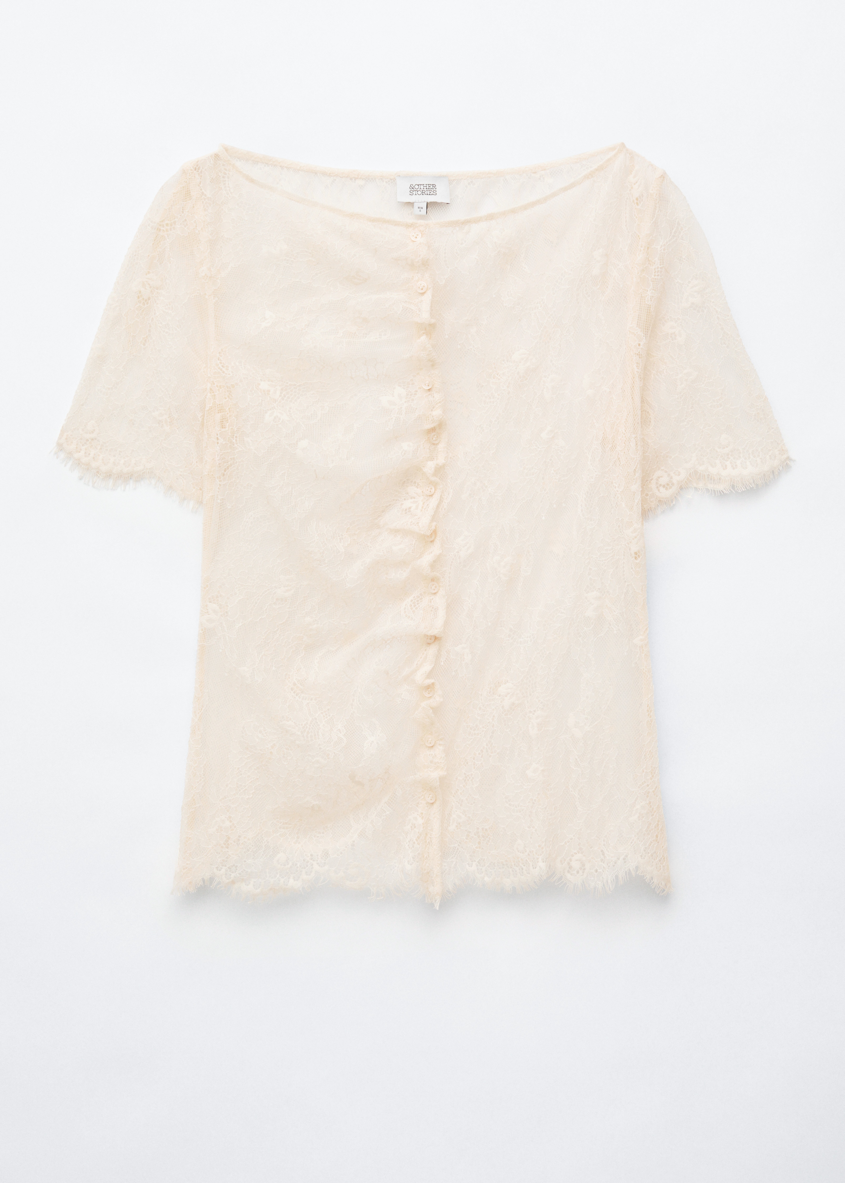 Kanten top met knopen aan de voorkant - Beige/Groen