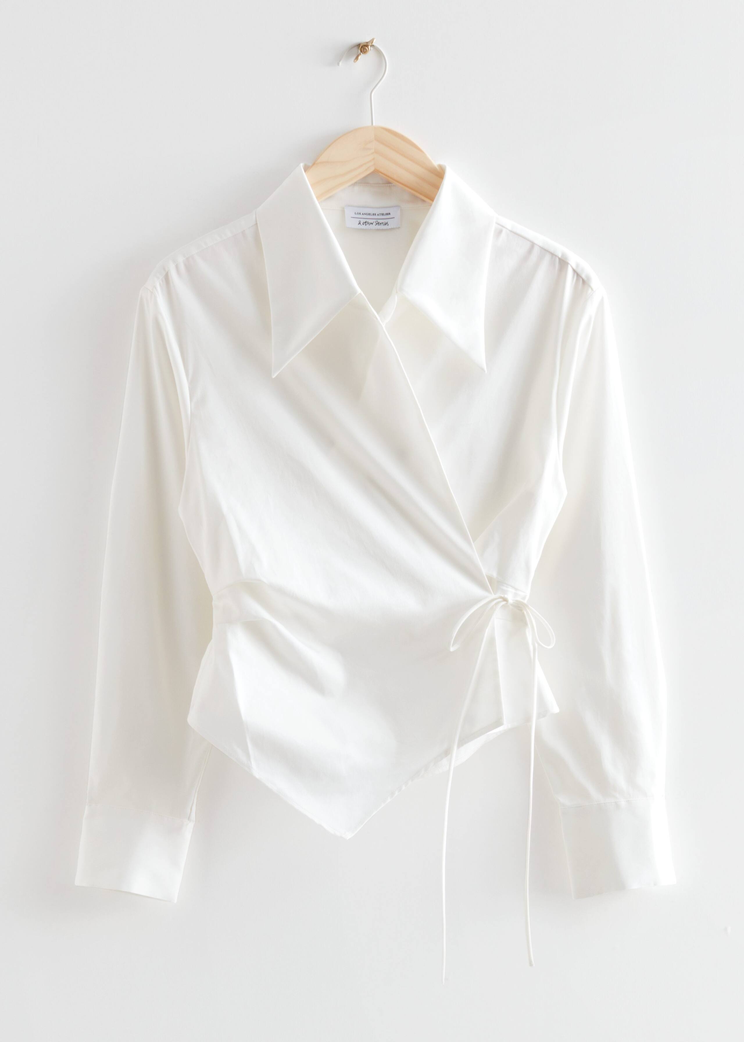 CollaredAsymmetricWrapBlouse - White - Natura morta