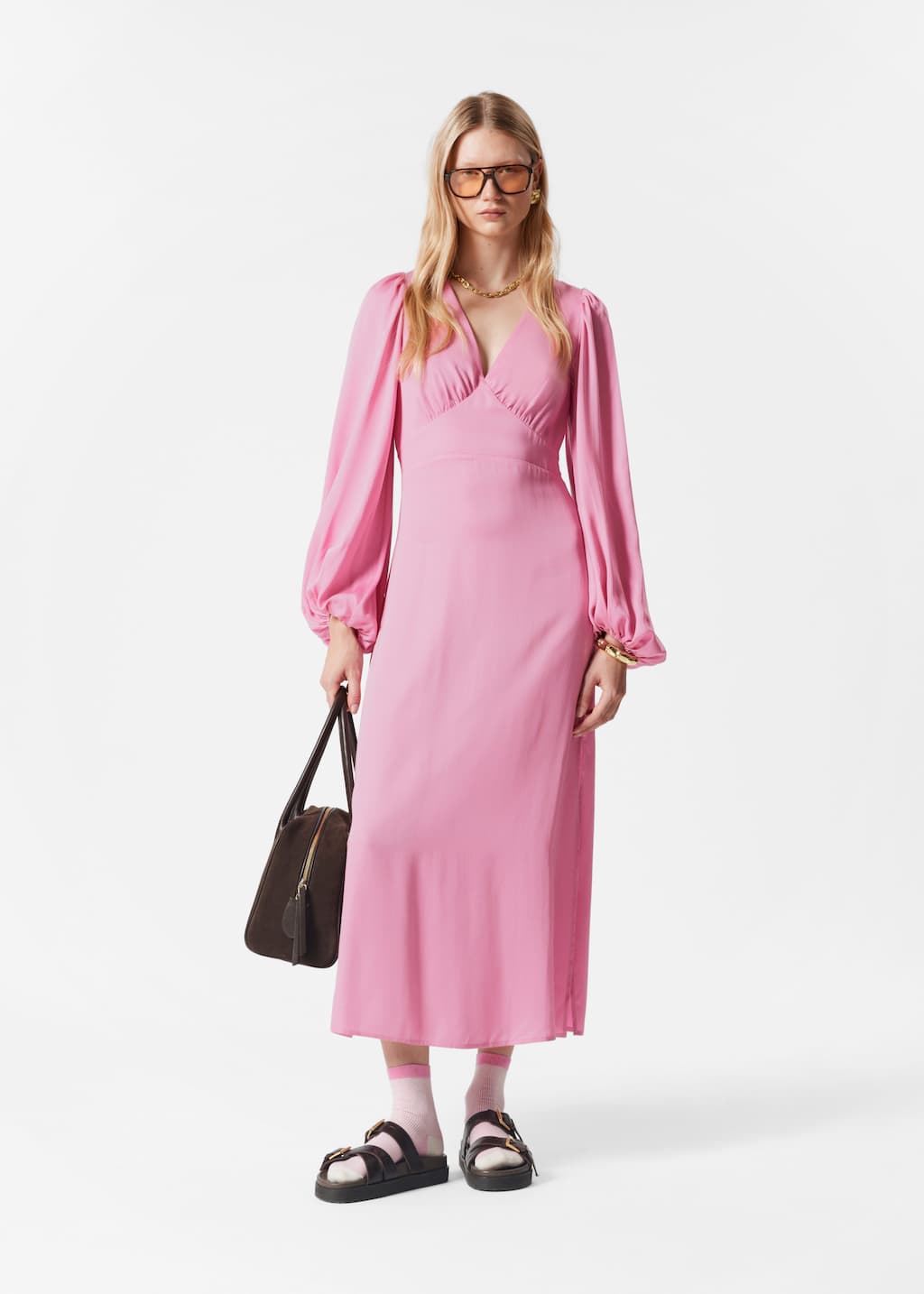 Image of Robe midi à col en V