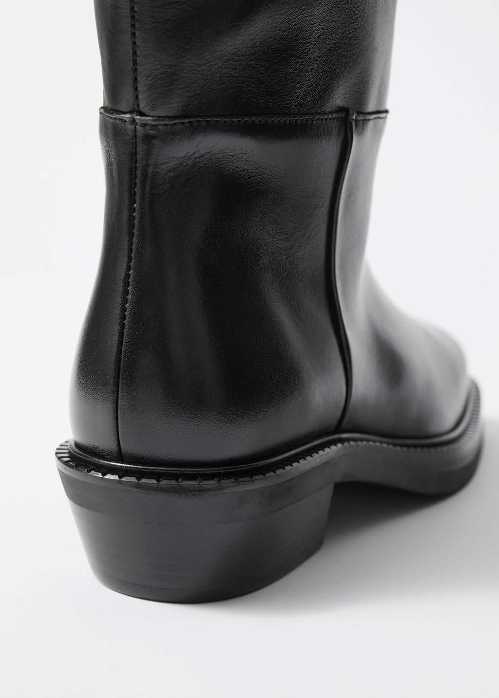 Image of Square-Toe Leather Knee Boots